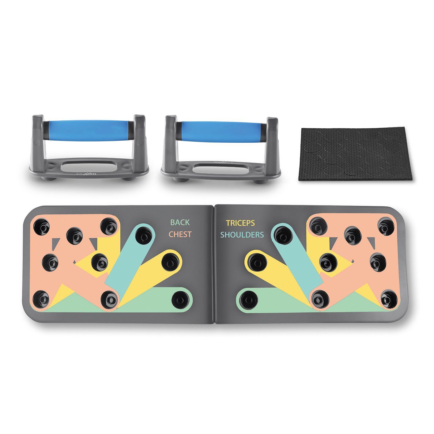 MAXXMEE Liegestützgriffe Push-Ups - Ganzkörpertraining, Trainingsboard Push-Up faltbar