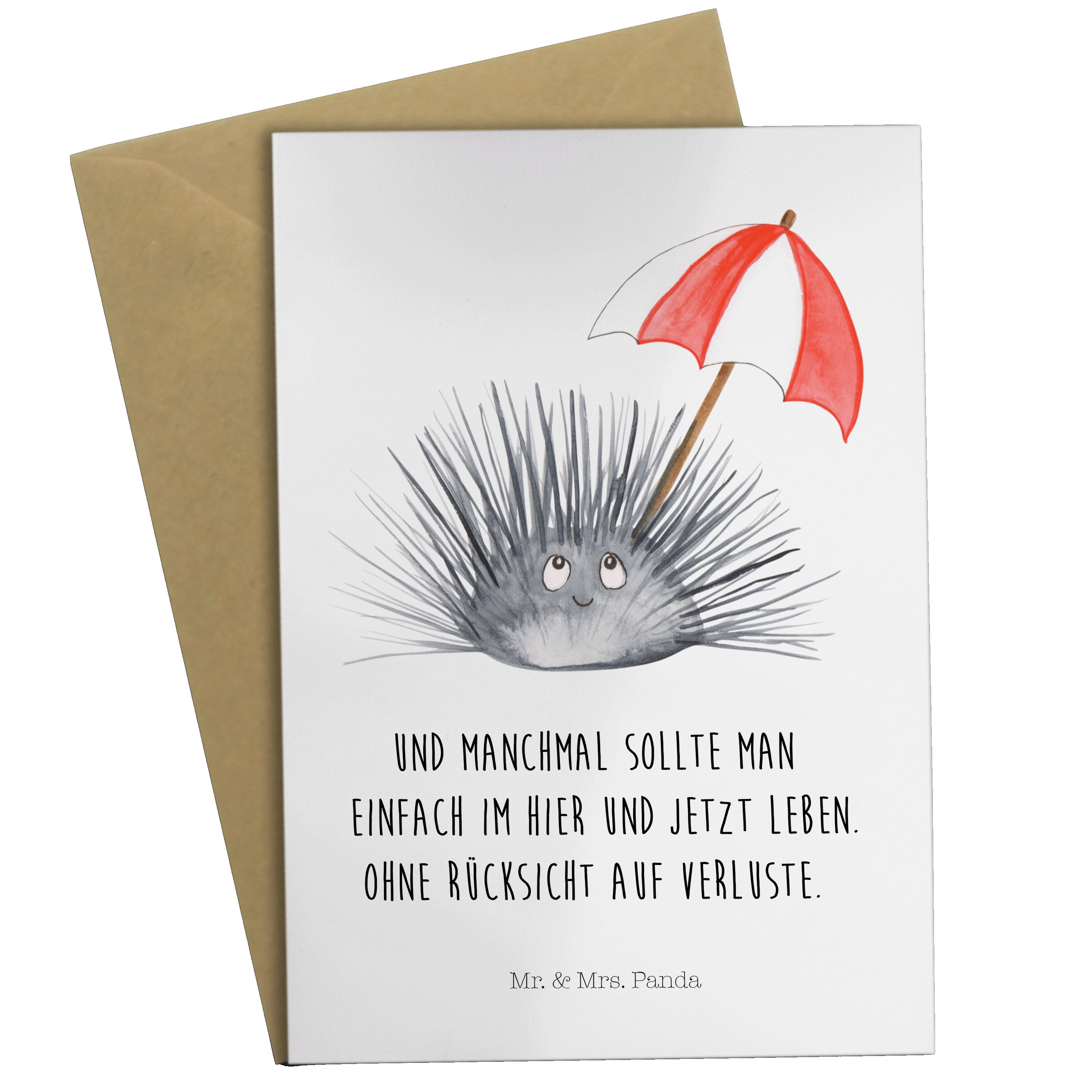 Mr. & Mrs. Panda Grußkarte Seeigel - Weiß - Geschenk, Selbstliebe, Meer, Geburtstagskarte, Hochz | Grußkarten