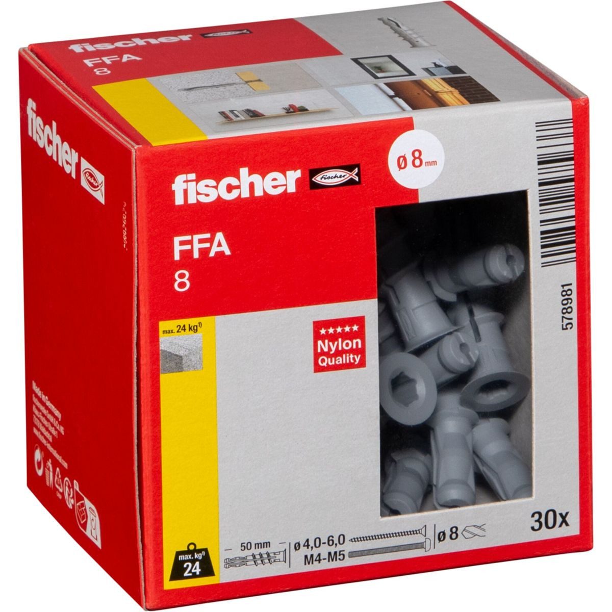 Fischer Befestigungsanker FFA 8 Porenbetondübel 30 St.