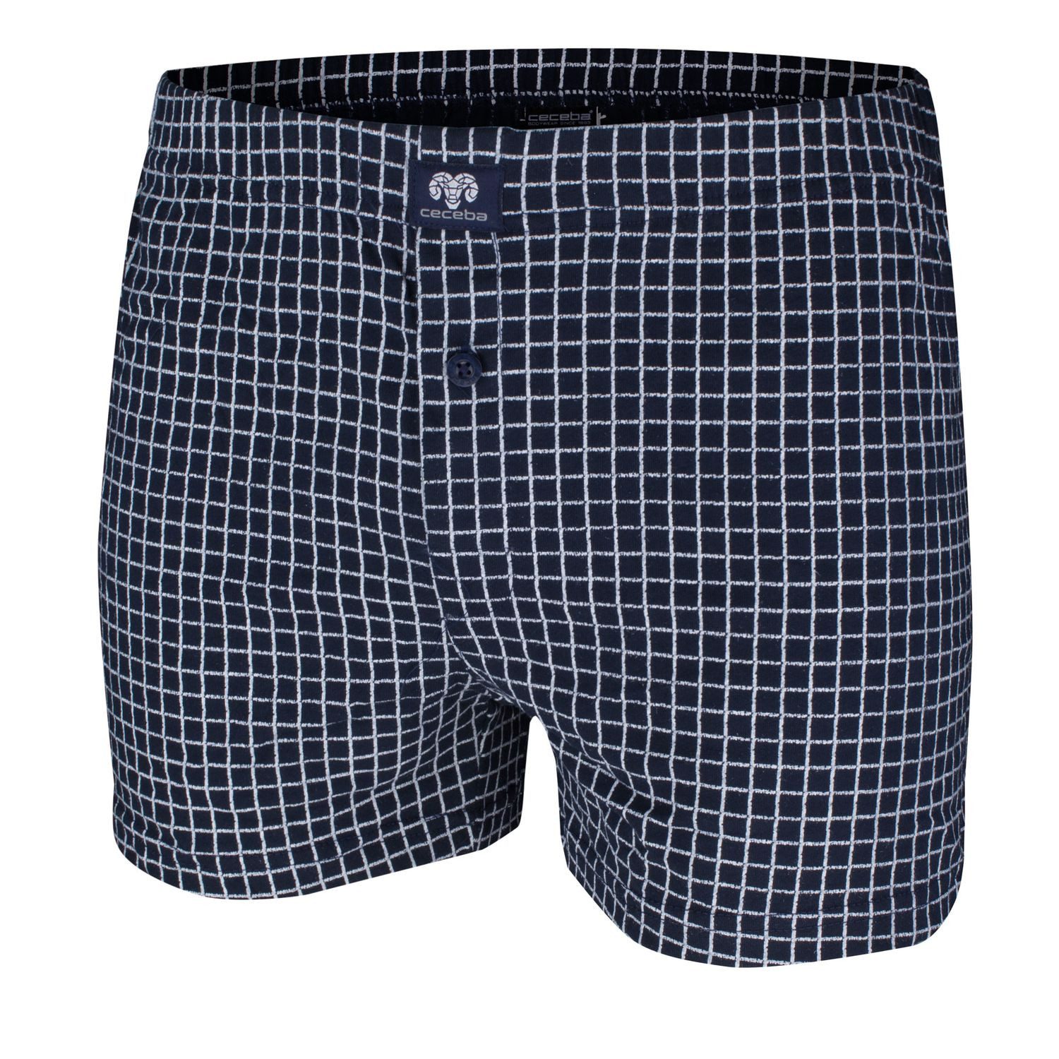 CECEBA Boxershorts Daytona Shorts (Set, 2-St) mit Eingriff, Knopf, Logo, uni, gemustert