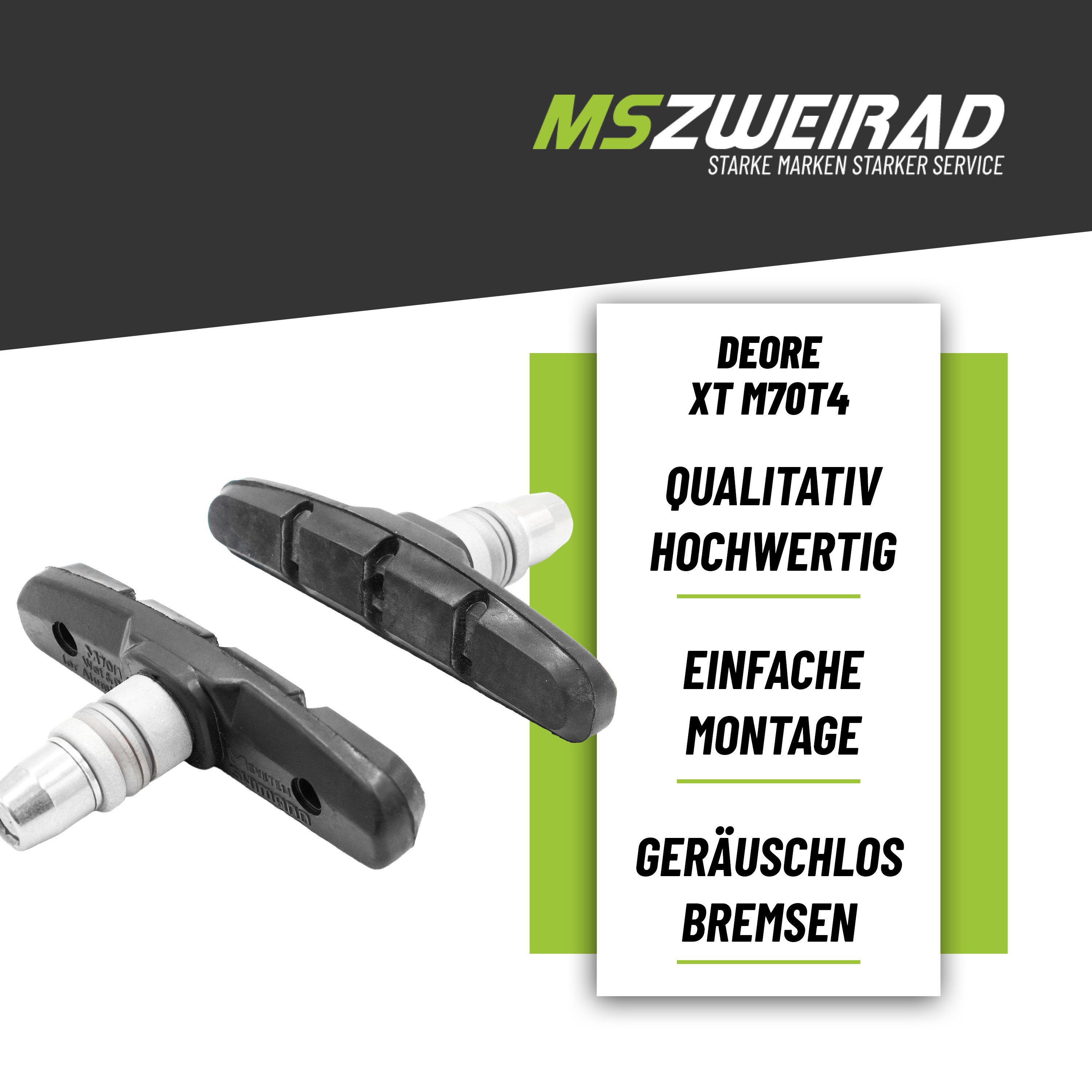 MSZweirad Bremsschuh 2 Paar Shimano Bremsschuhe V-Brake Deore XT M70T4 mit Einstellhilfe