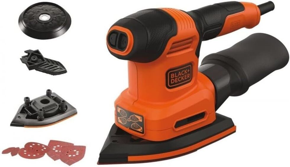 Black + Decker Multischleifer 4-in-1 Multischleifer, 200W, mit Klettfix und Staubfangbehälter, (1 tlg)