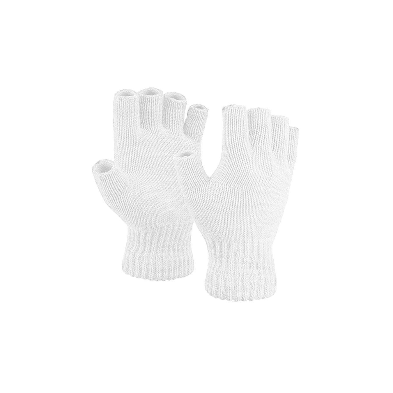 Strickhandschuhe Fingerlose Strickhandschuhe Winter Damen Herren Acryl Thermo Weiß