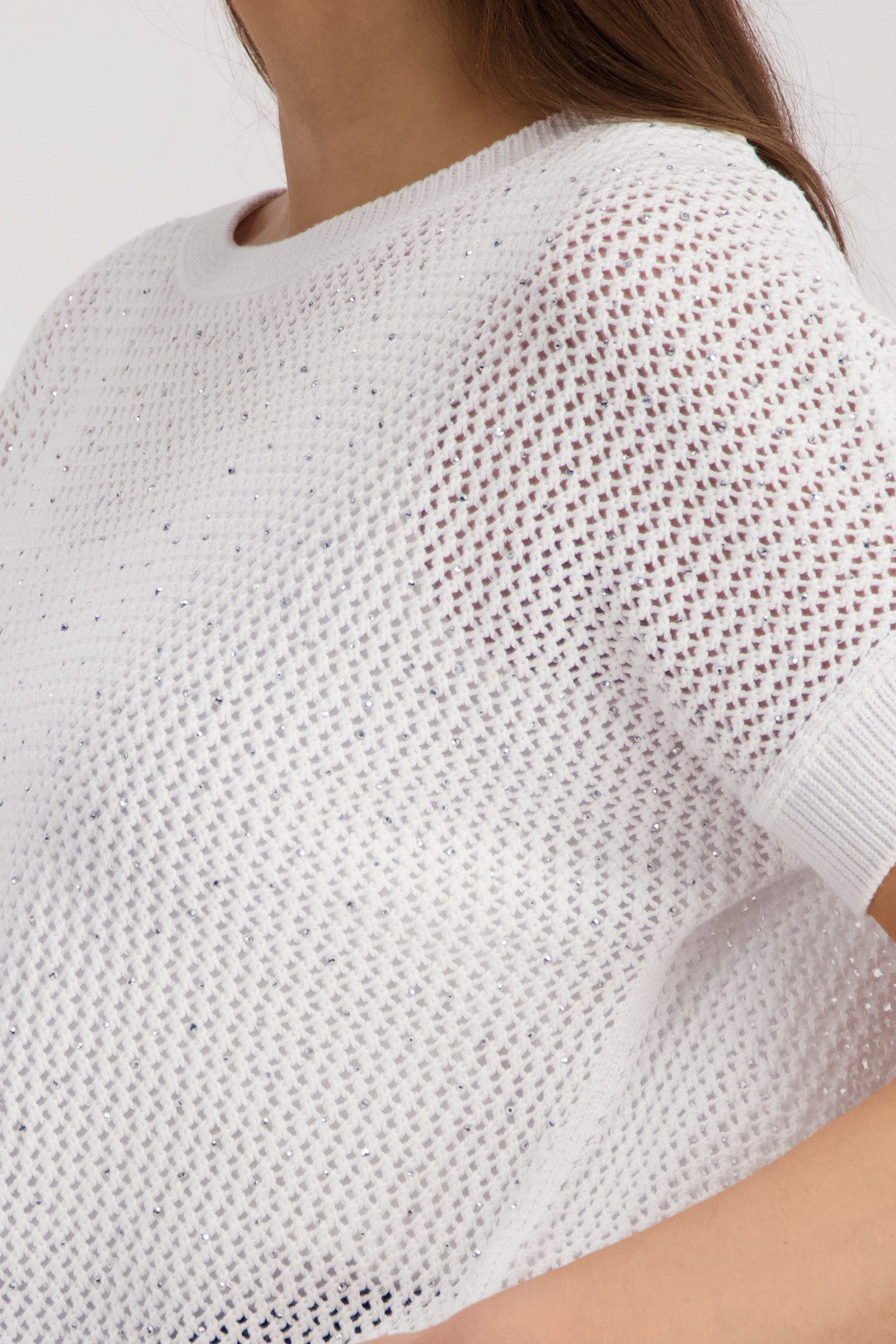 Monari Ajourpullover Pullover Basic Schmuck Regular fit mit Strasssteinen
