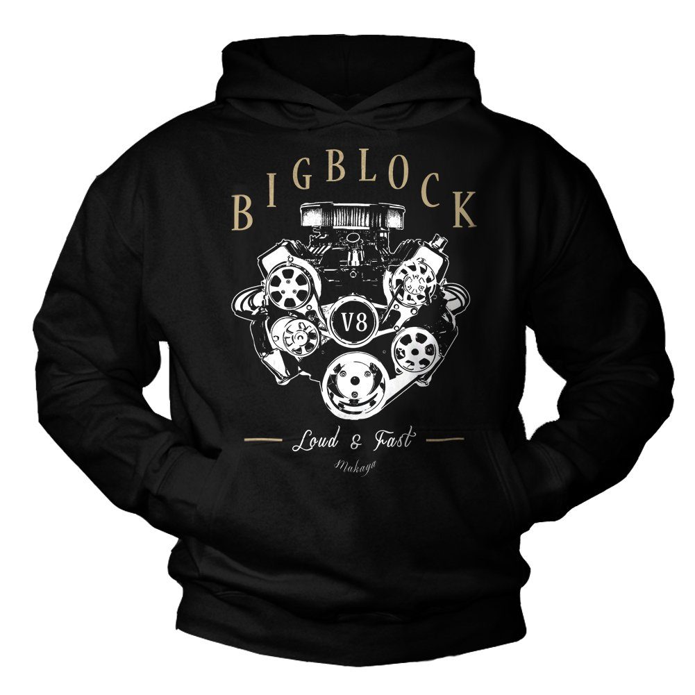 MAKAYA Kapuzenpullover Herren Vintage US Car Auto Motiv Aufdruck Hoodie Männer Geschenke