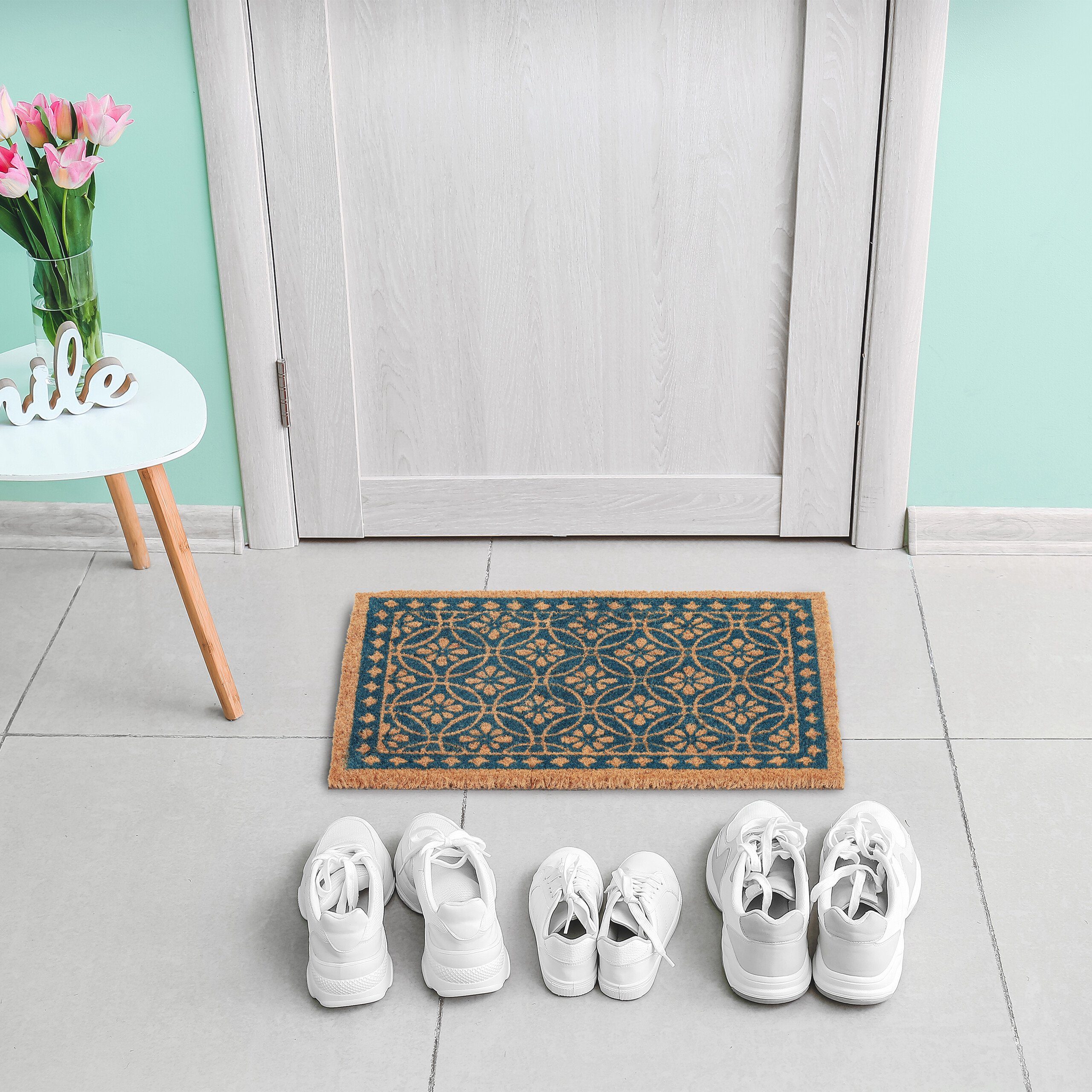 relaxdays Fußmatte im floralen Desig, Höhe: 15 mm günstig online kaufen