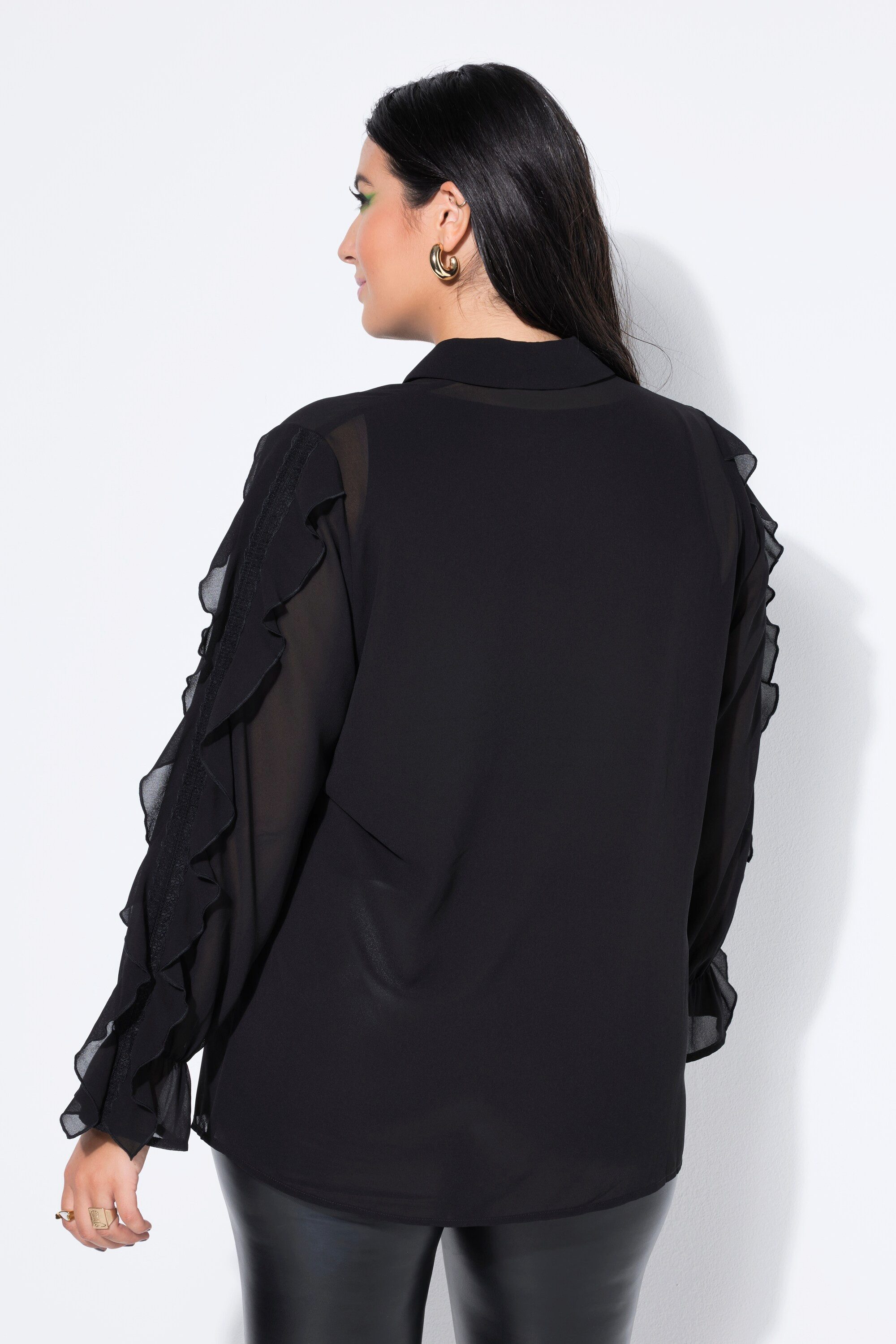 Studio Untold Hemdbluse Chiffon-Bluse oversized transparent Volants günstig online kaufen