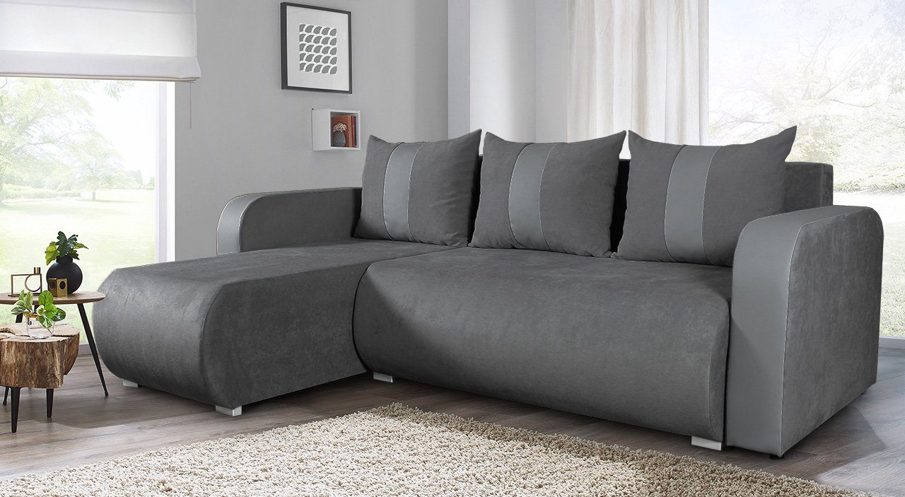 Sofnet Ecksofa Rino, mit Schlaffunktion und Universal Bettkasten, Cayenne Couch, Schlafsofa, mane L-Form 24 1118 + Enjoy