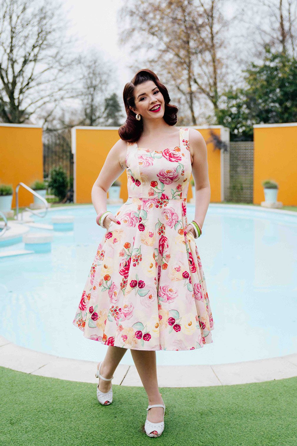Hearts & Roses London A-Linien-Kleid Annie Floral Swing Dress Rockabella Vi günstig online kaufen