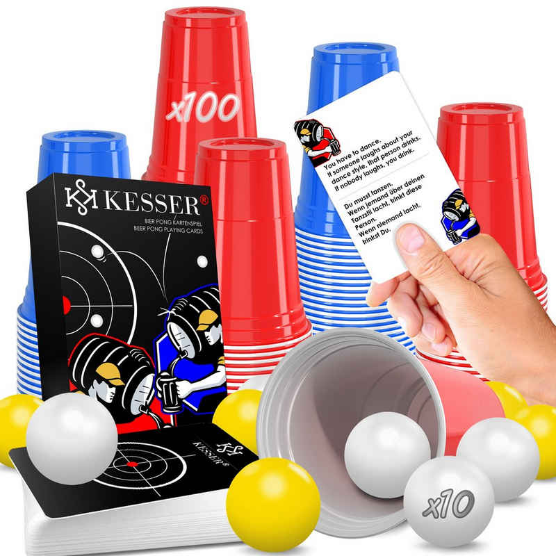 KESSER Klapptisch, Beer Pong Becher Set mit Kartenset 54 Karten, Bierpong