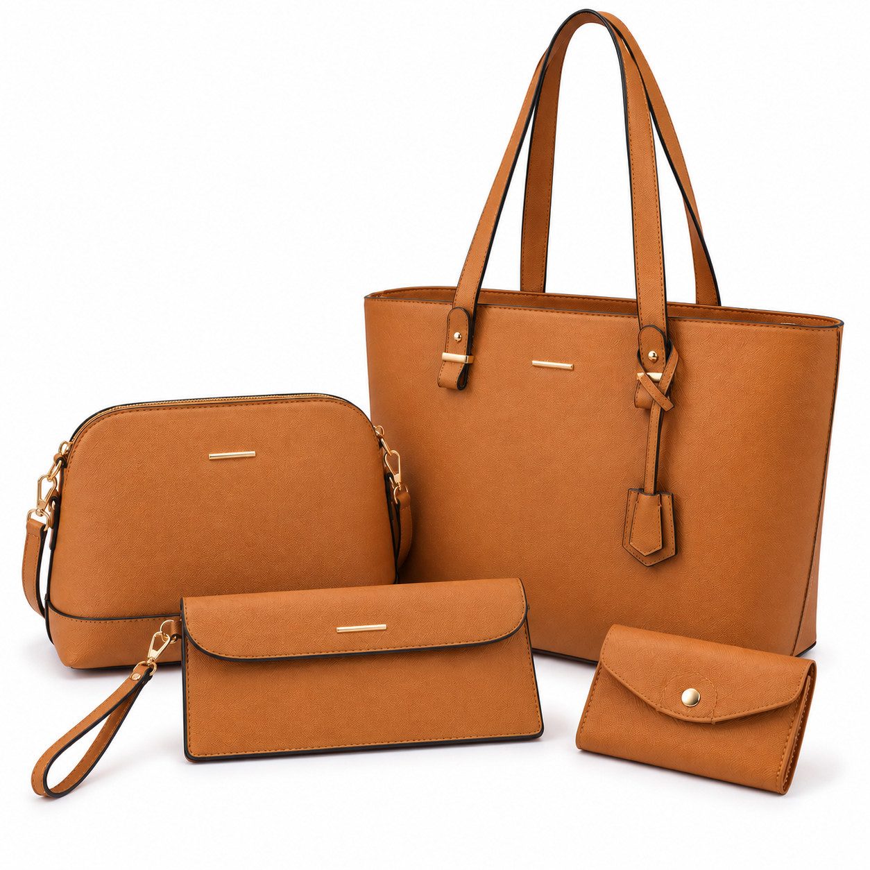 Toomoke Henkeltasche Damen Taschenset 4-teilig, Handtasche Umhängetasche mit Kartenetui (4-teilig, Elegante Damen Tasche aus Kunstleder), große Kapazität, vielseitig für Alltag,Shopper, Büro und Reisen