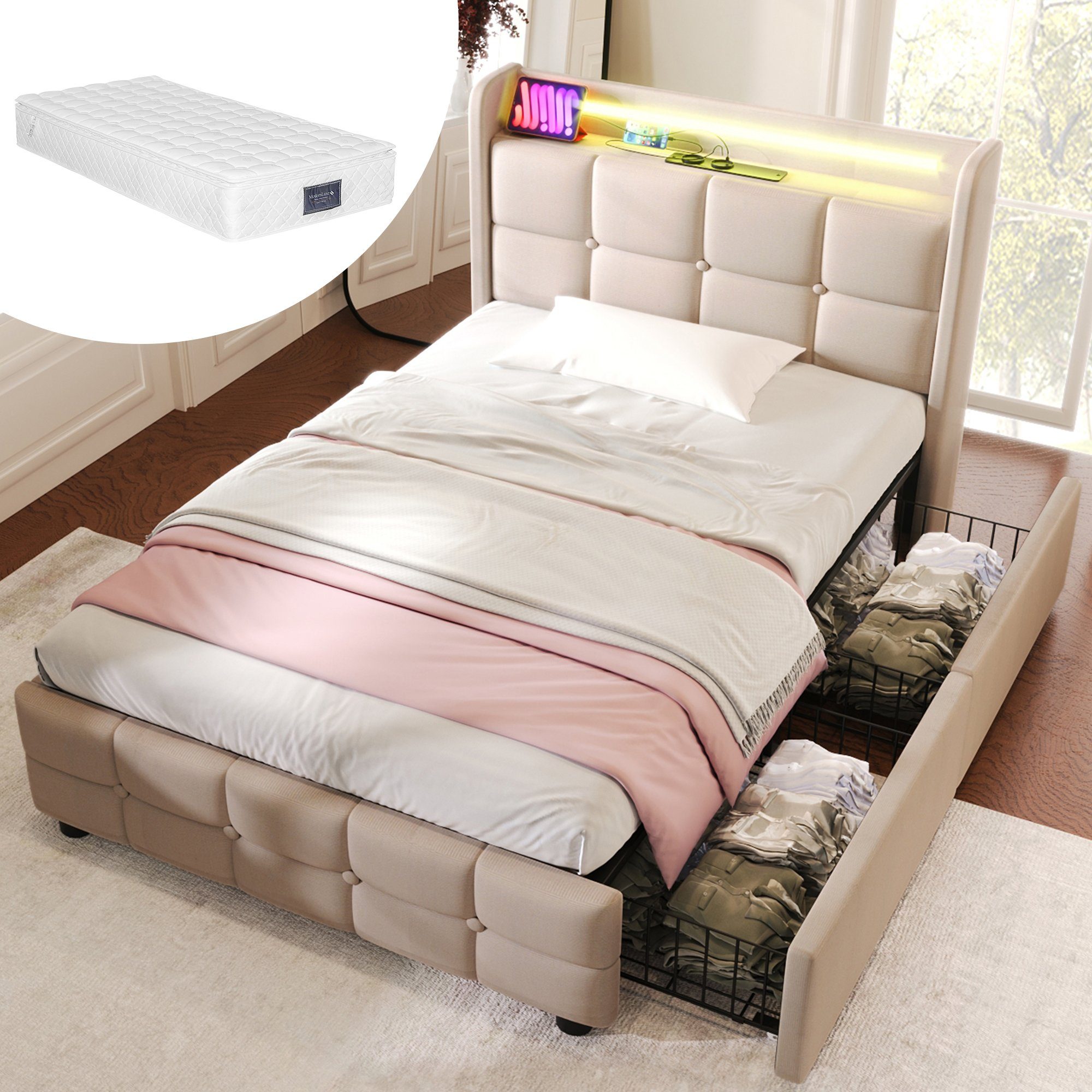 HAUSS SPOLE Polsterbett Polsterbett Einzelbett Funktionsbett günstig online kaufen