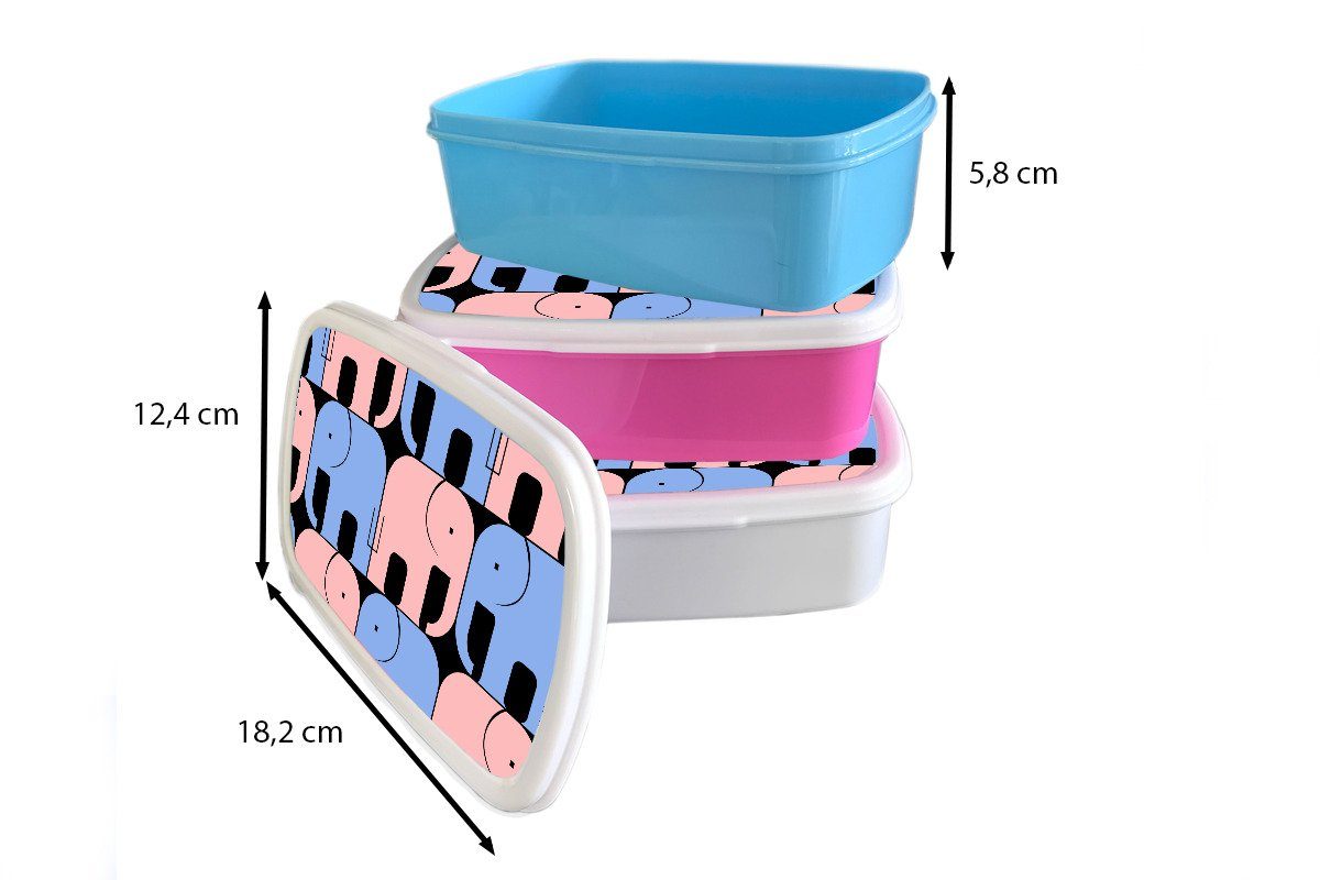 Kinder (2-tlg), Jungs Schwarz Lunchbox für und und Mädchen Brotdose, weiß Brotbox - für Muster, Kunststoff, - Elefant Erwachsene, Linie MuchoWow -