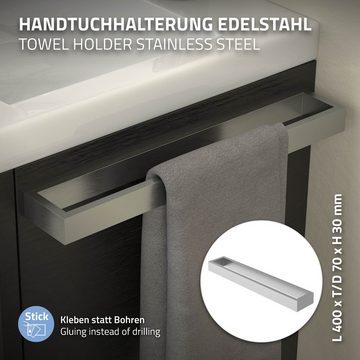 ML-DESIGN Handtuchhalter Badetuchhalter Handtuchstange Wandhalter, ohne Bohren 40cm Silber Stahl Wandmontage zum kleben Modern