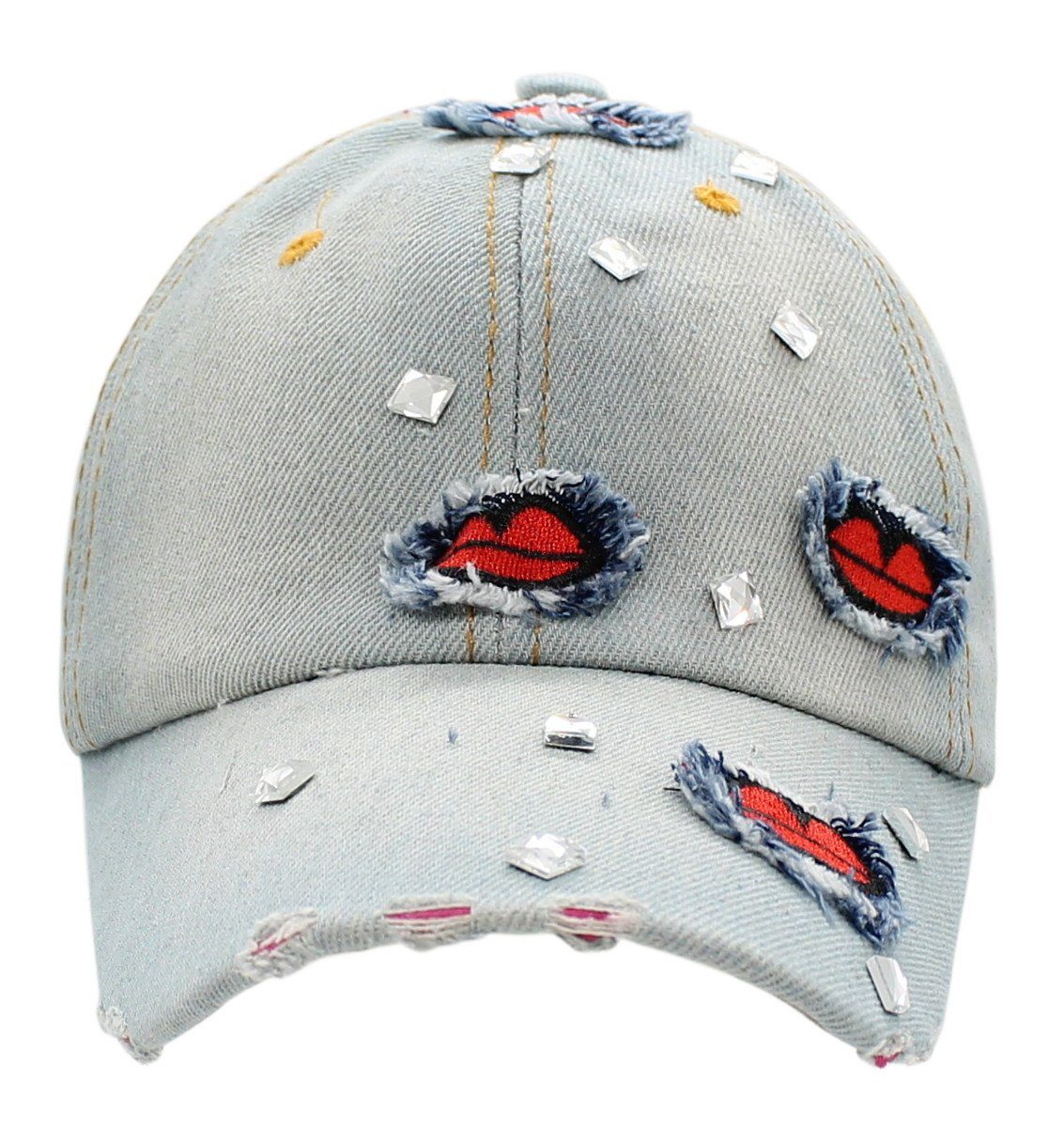 Basecap Schirmmütze Damen Baseball Jeans Mütze Cap dy_mode Kappe mit Baseball Cap K201-Vintage Glitzer