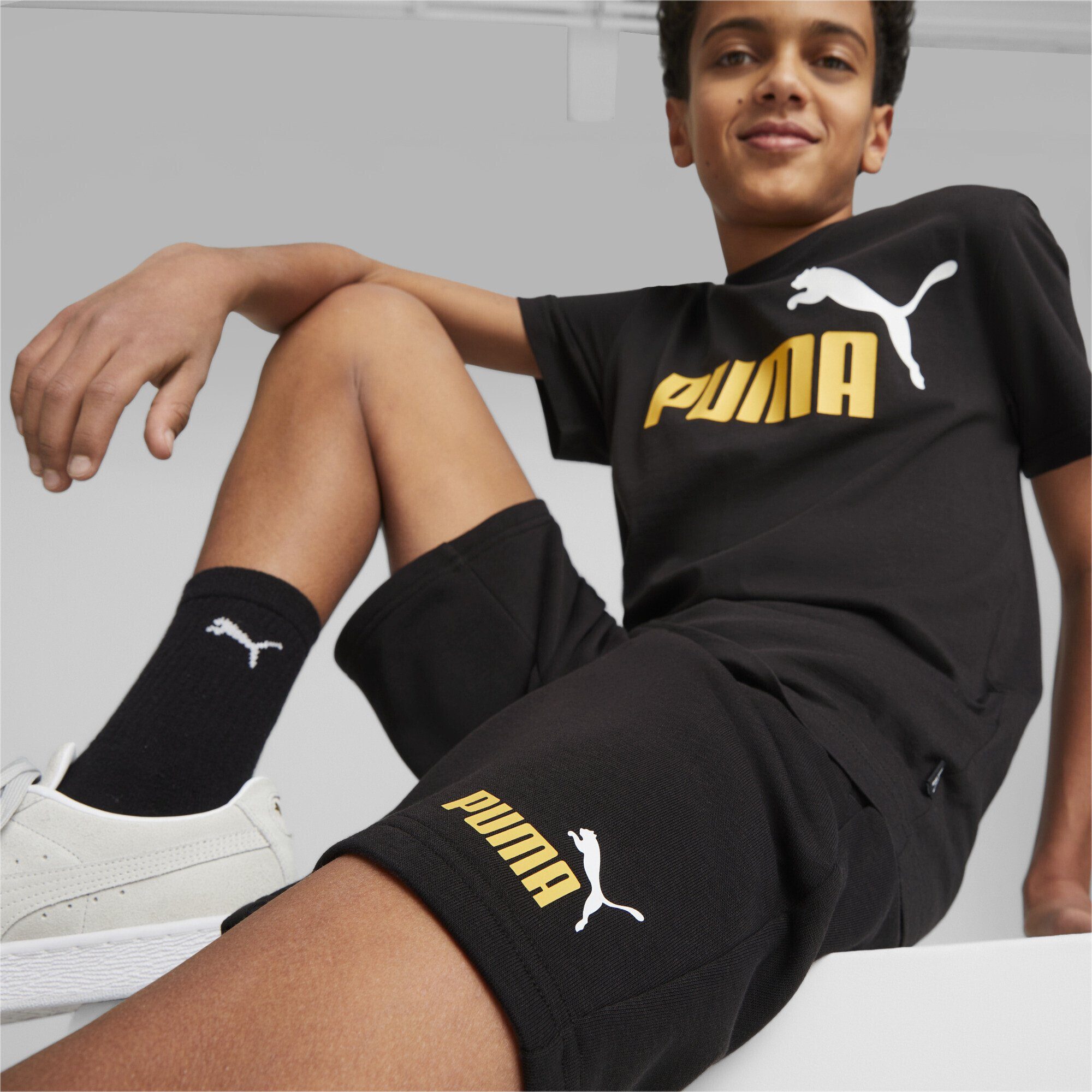 PUMA Sporthose Mustard Shorts Jungen Essentials+ Black Two-Tone Seed