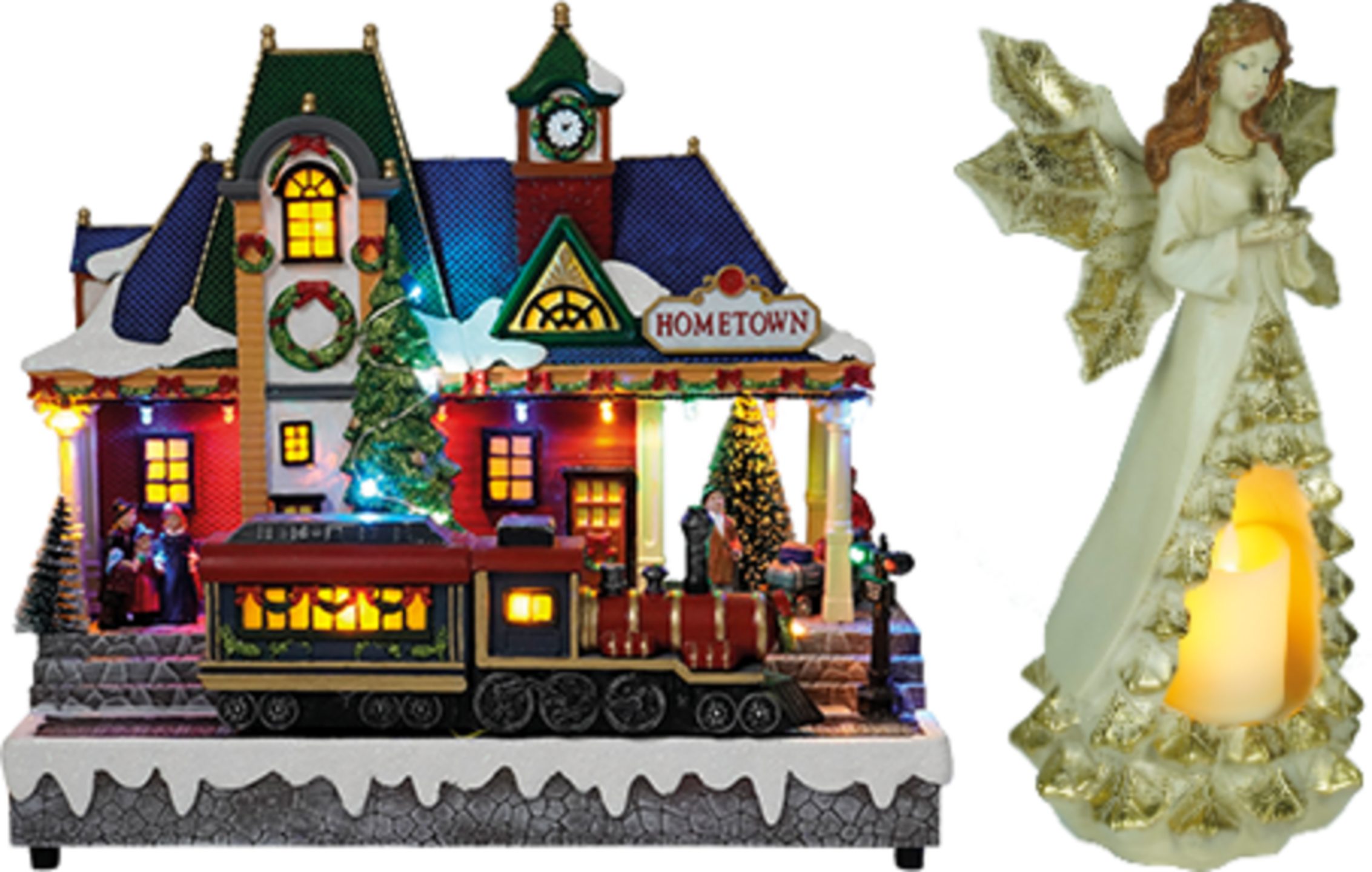 e4fun Dekofigur Weihnachtsdorf/-szene: Zug mit LED, Musik und fahrendem Zug günstig online kaufen