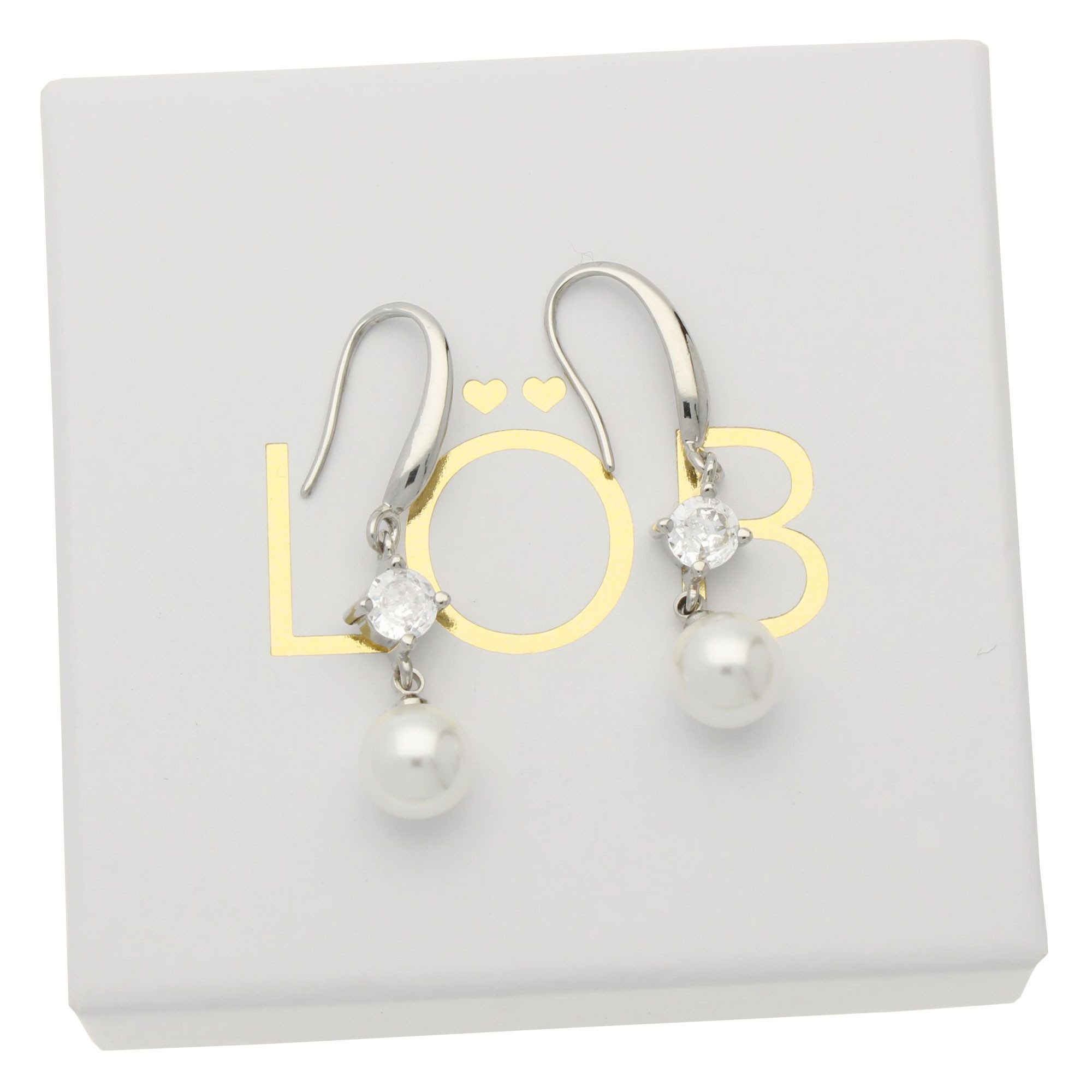 LÖB Perlenohrringe Damen Perlenohrringe Ohrringe Hängend mit Perlen Zirkonia Lang Silber (Geschenke für Frauen Damen Beste Freundin Mutter Mama Ehefrau Oma sie  – Bild 4 von 5