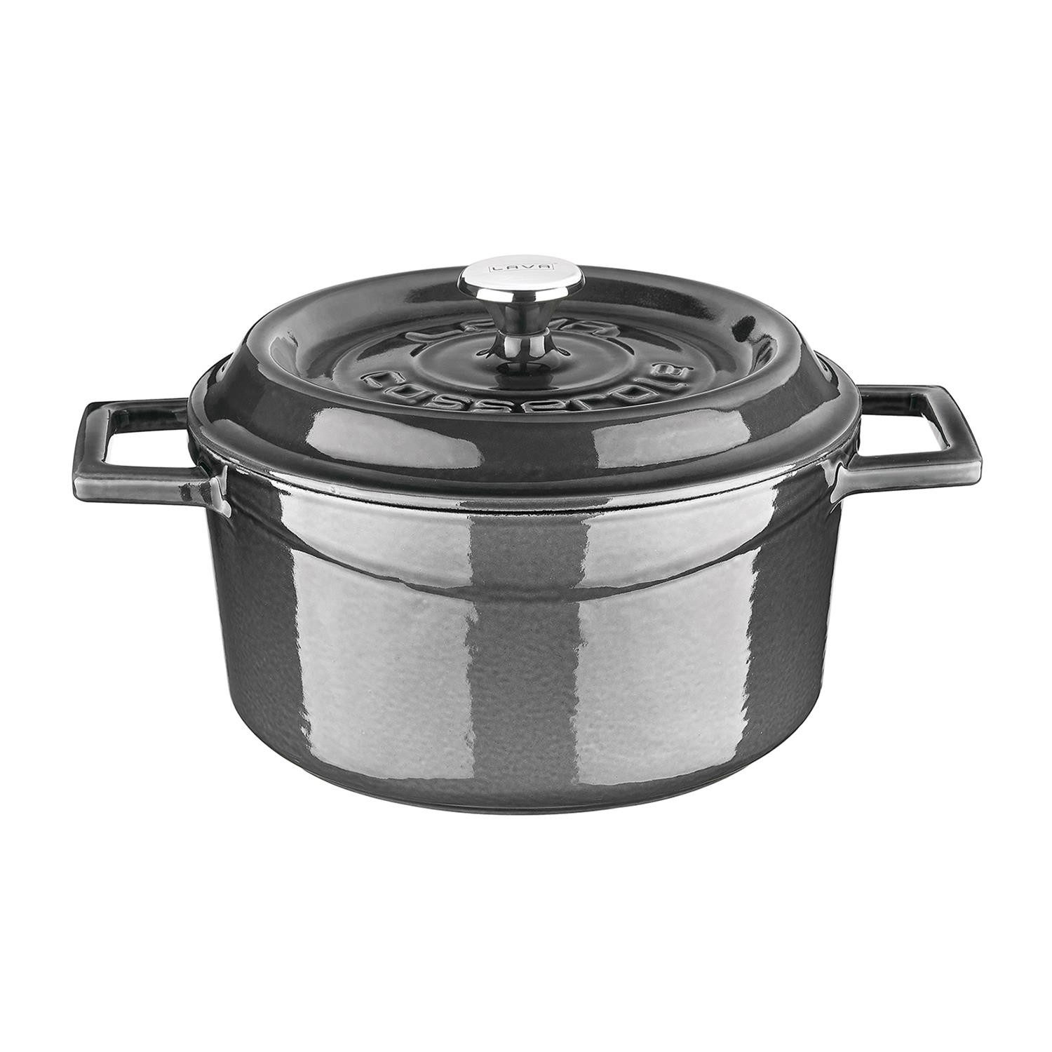LAVA Topf-Set LAVA Emaillierter Gusseisentopf mit Deckel, Ø 20 cm, 2,82 Liter, Gusseisen (2-tlg), emailliertes Gusseisen, backofengeeignet