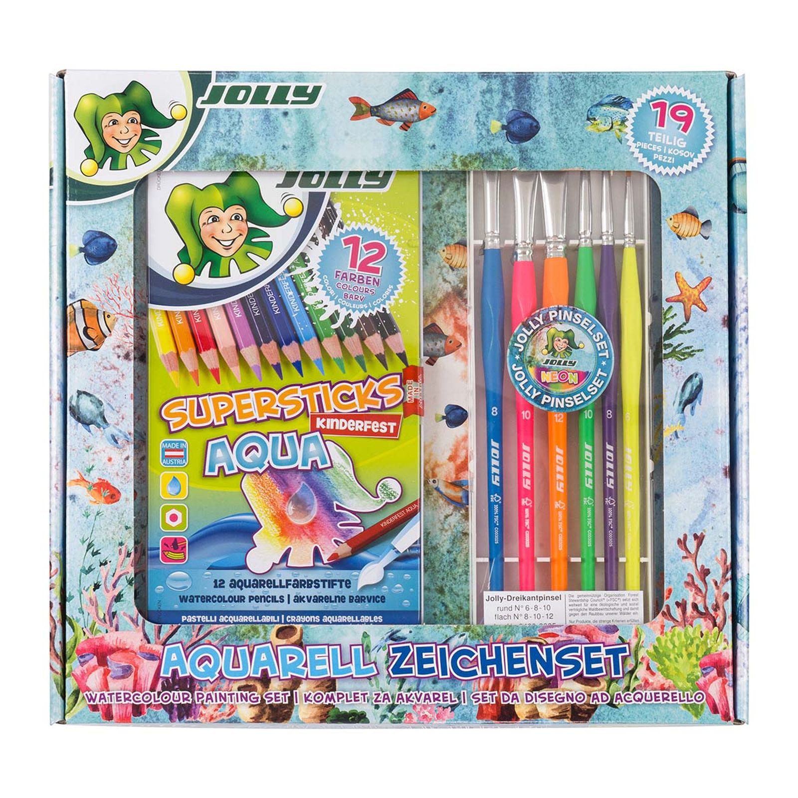 JOLLY Kreativset Aquarell Zeichenset, (19-tlg)