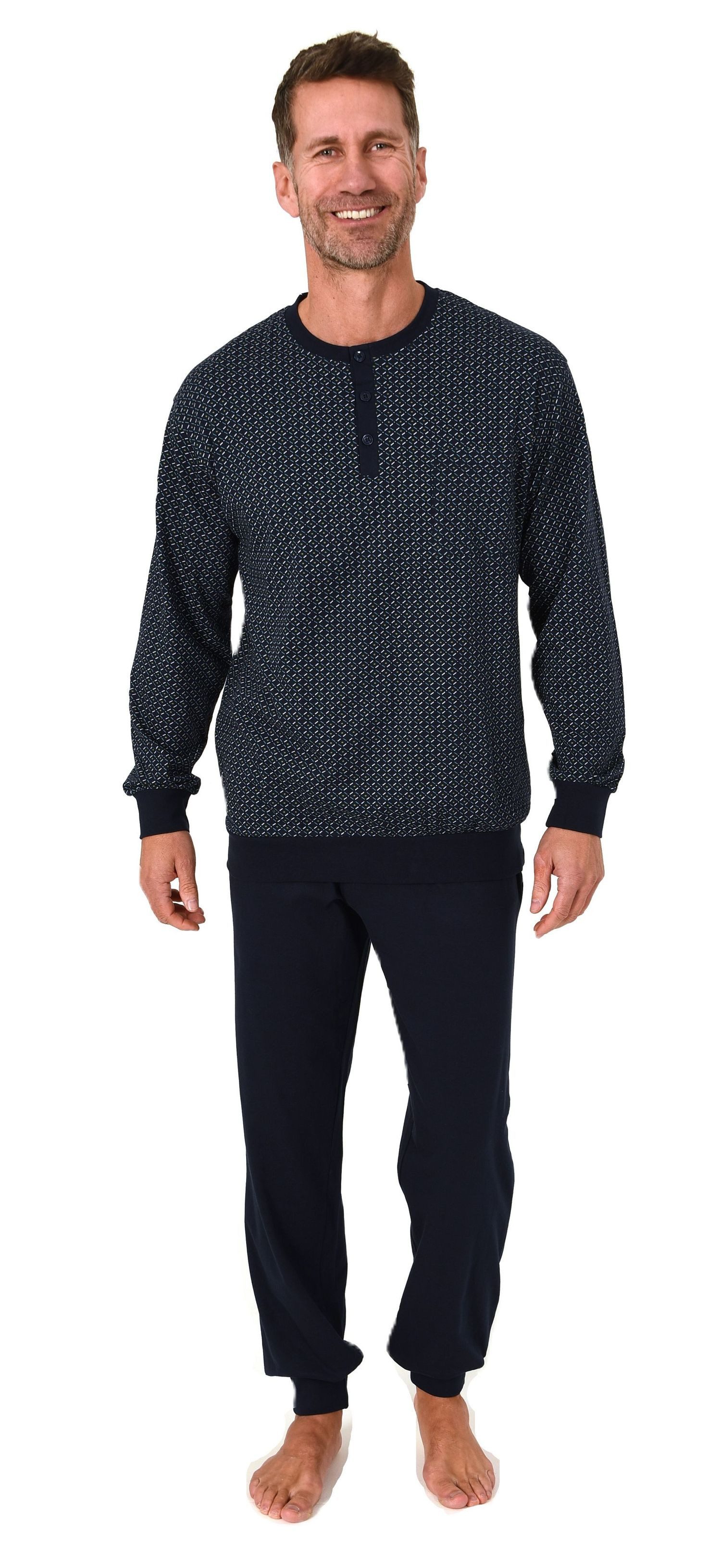 Normann Pyjama Normann Herren Langarm Schlafanzug mit Bündchen – auch in Üb günstig online kaufen