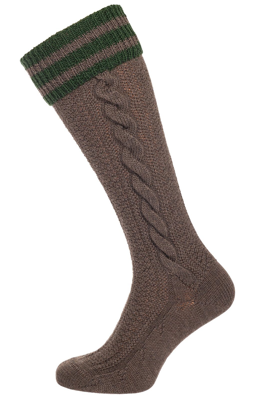 Lusana Trachtensocken Kniestrümpfe L8995R-1119 mittelbraun tanne