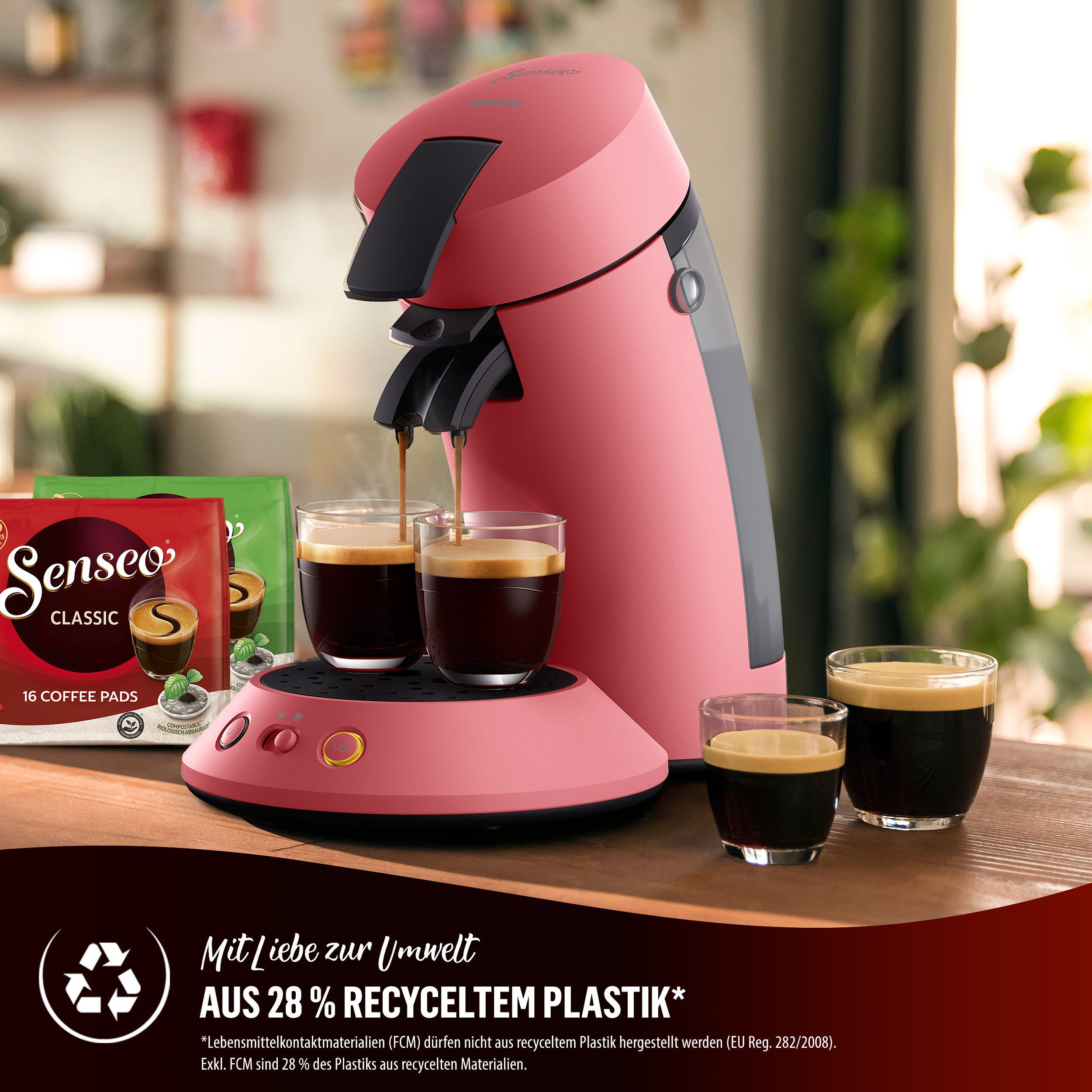 Philips Senseo Kaffeepadmaschine Original Plus CSA210/35, mit zwei Kaffee-Einstellungen, aus 28% rec. Plastik