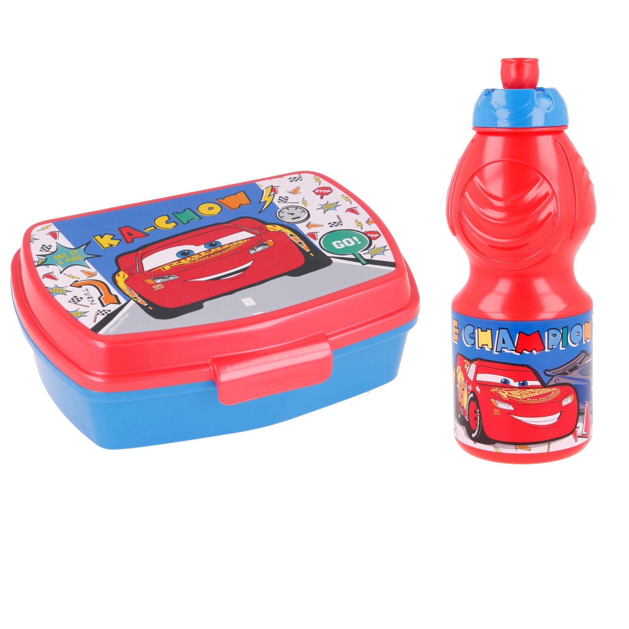 Disney Lunchbox Lightning McQueen 2 teiliges Set Brotdose Trinkflasche, (2-tlg)
