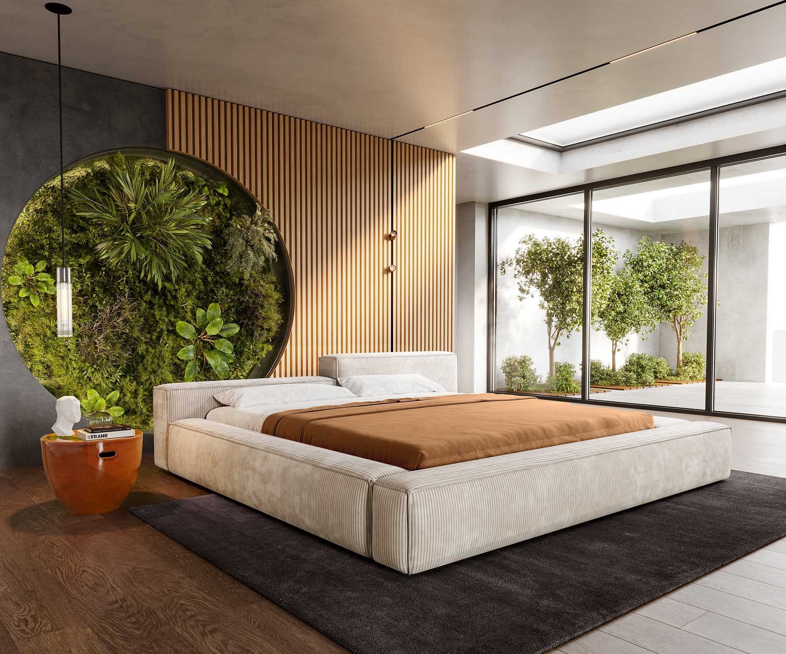 DELIFE Polsterbett Kalinea, Cord Beige 180x200 cm