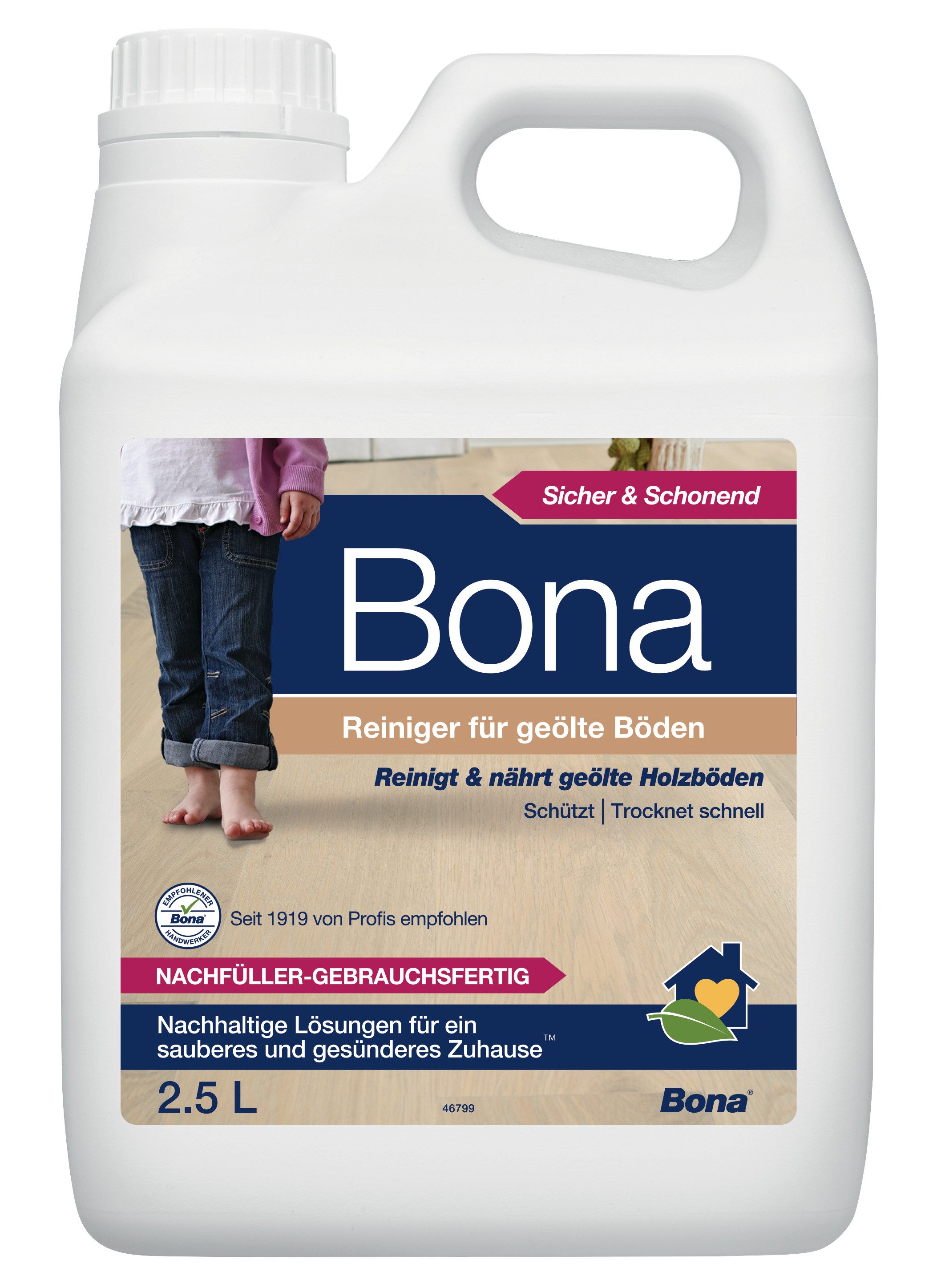 Bona Reiniger für geölte Böden Nachfüllkanister 2,5 L Fussbodenreiniger (Enthält pflanzliche Inhaltsstoffe, die das Holz reinigen und nähren)