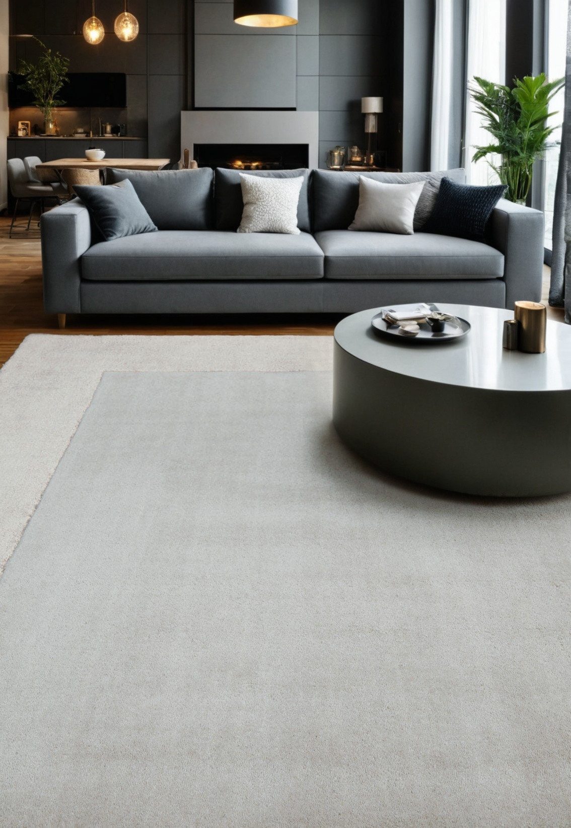 KADIMA DESIGN Wollteppich Teppich mit Viskosebordüre, günstig online kaufen