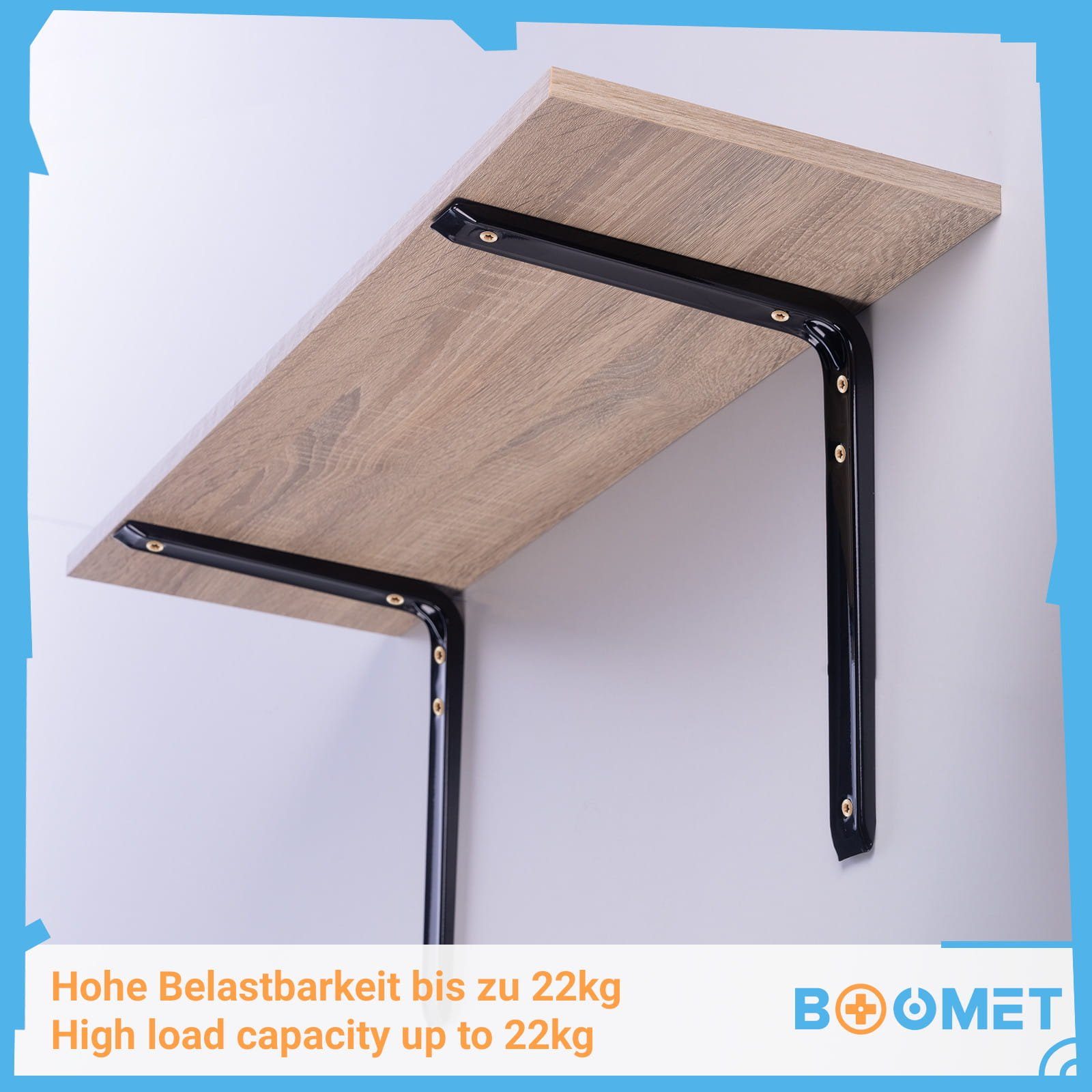 4-tlg., 25,5x30 Regalträger cm Wandregalhalter BOOMET Regalhalterung 30 Regalwinkel, Schwarz