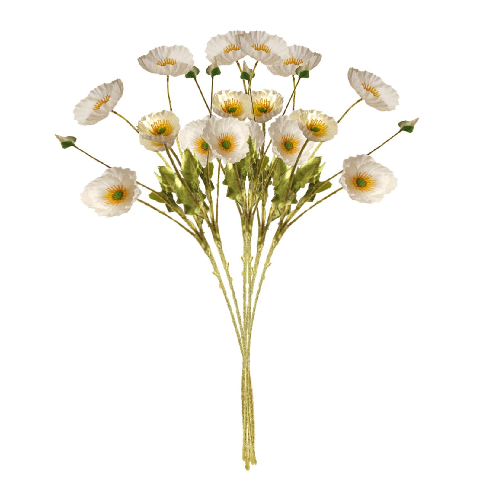 Kunstzweig Künstlicher Mohnblumen-Zweigmit 4 Blütenköpfen Beflockung günstig online kaufen