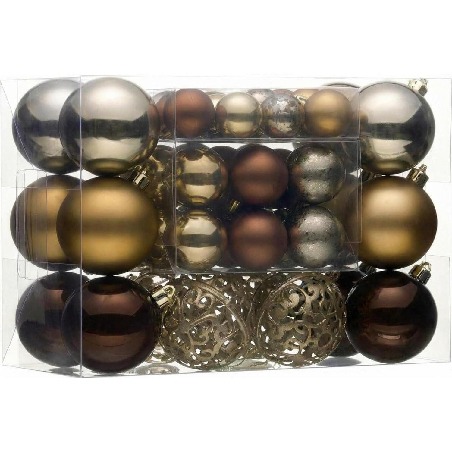 LuxusKollektion Weihnachtsbaumkugel Christbaumkugeln Bronze 50stk. Geschenkpaket