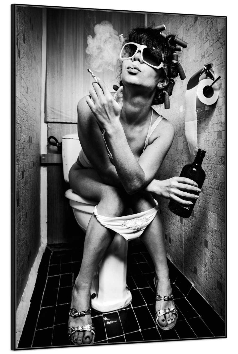 Wallario Poster, Kloparty - Sexy Frau günstig online kaufen