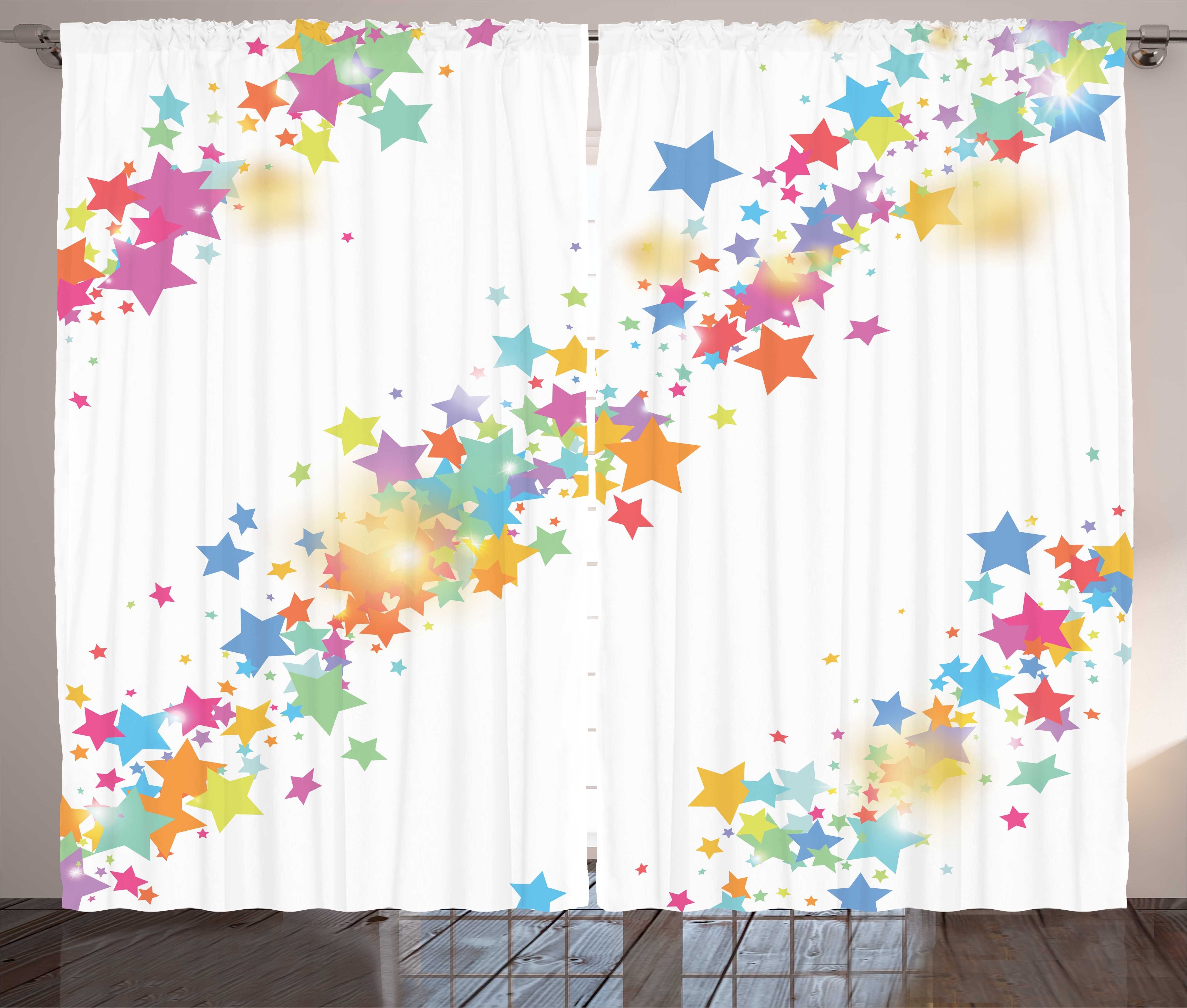 Sterne Cheery mit Cartoon Gardine Schlafzimmer Vorhang Haken, Abakuhaus, Schlaufen Bunte Kräuselband und