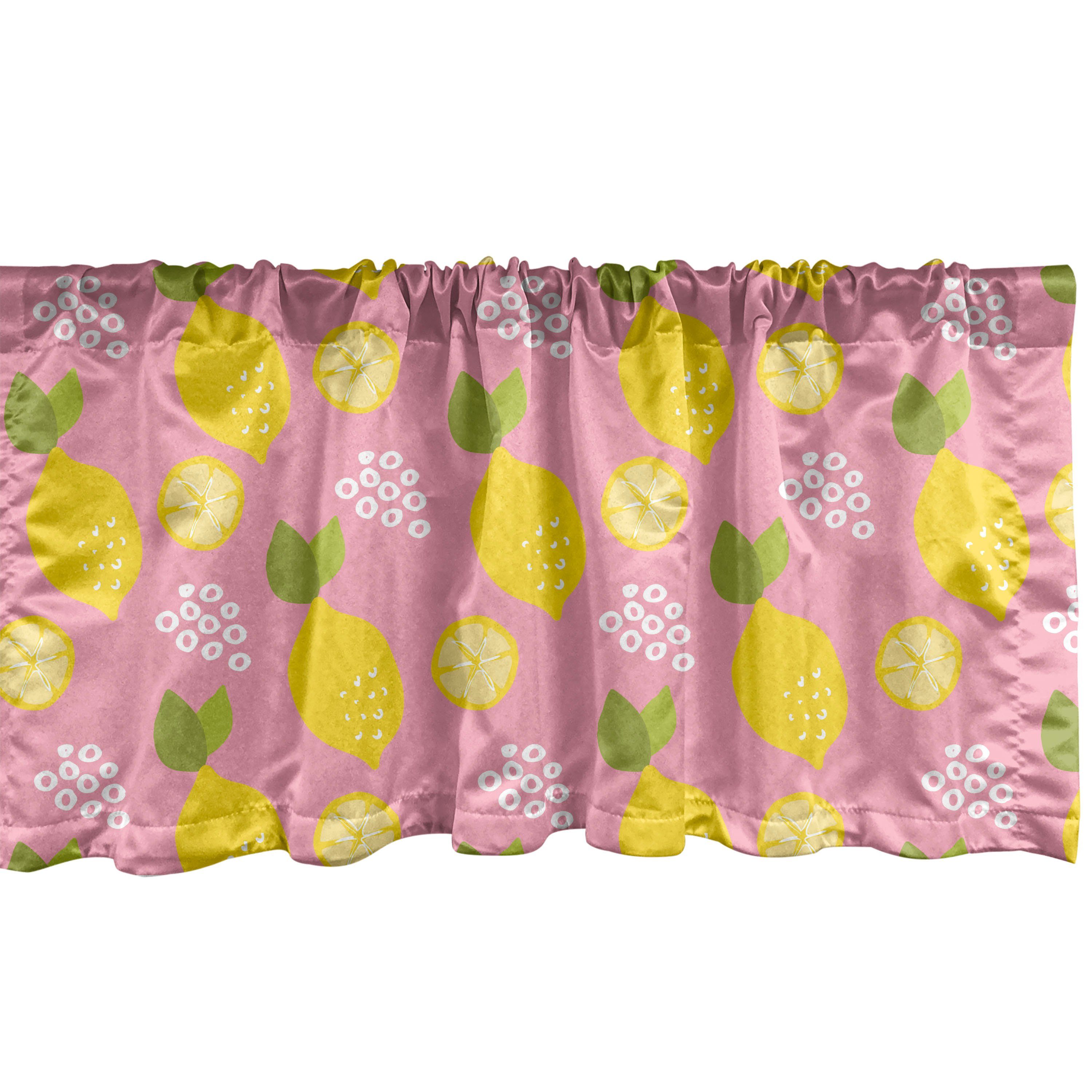 Scheibengardine Vorhang Volant für Küche Schlafzimmer Dekor mit Stangentasche, Abakuhaus, Microfaser, Zitronen Citrus Blätter Cartoon