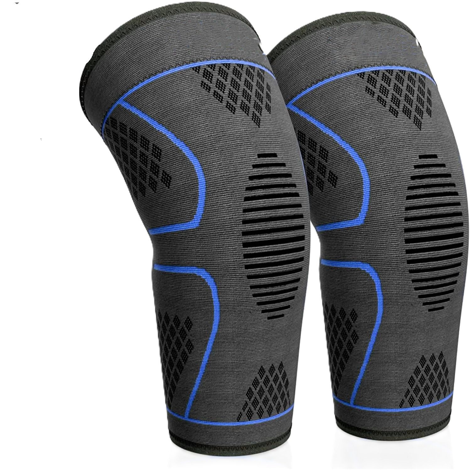 LA CUTE Kniebandage Kniestütze Black Blue Kompression 2er-Set für Sport & Alltag (Kniebandagen Set für Sport, Fitness & Alltag, 2er-Set Kniebandagen Black Blue, Kompression & Stabilisierung), Kniebandagen Black Blue, 2er-Set, stabilisierend & atmungsaktiv