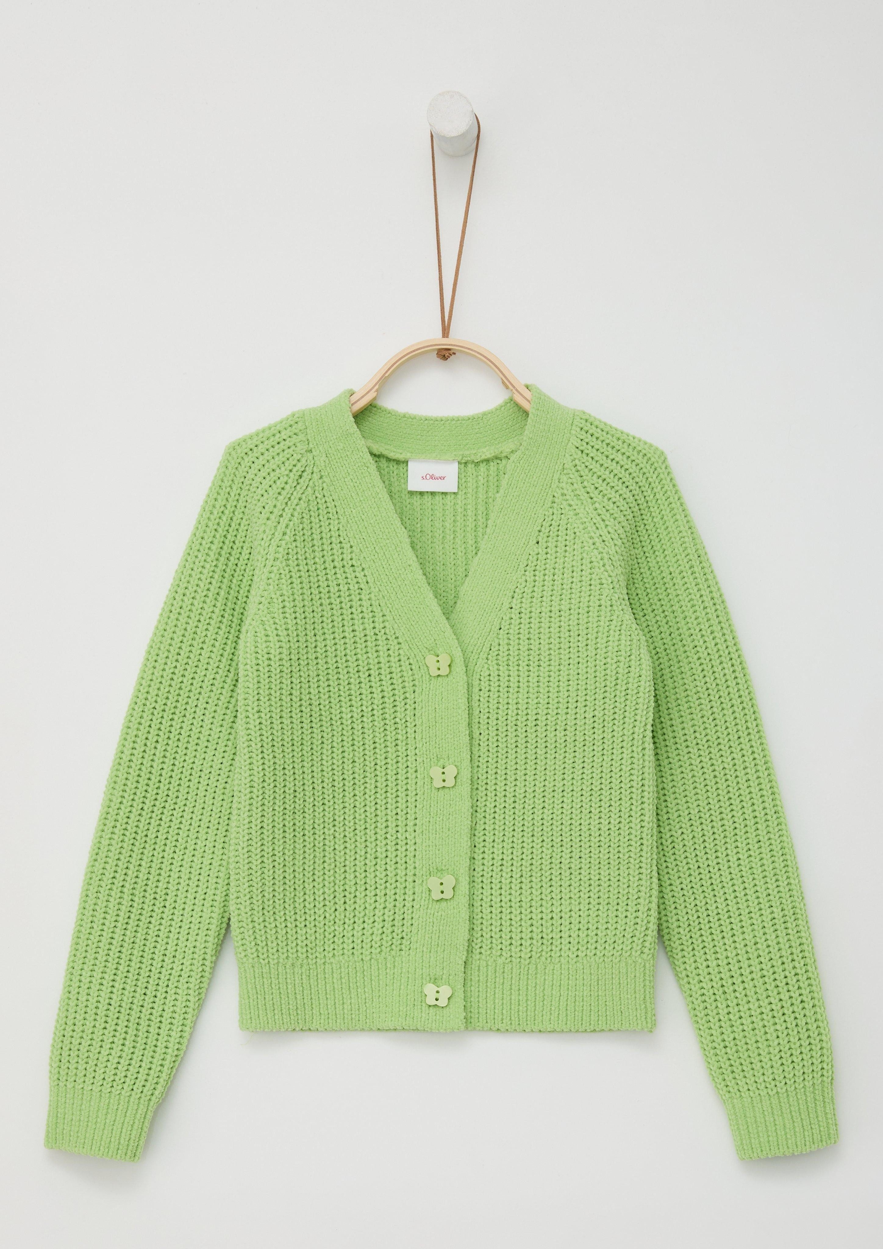 Strickjacke Strickjacke mit Schmetterlings-Knöpfen