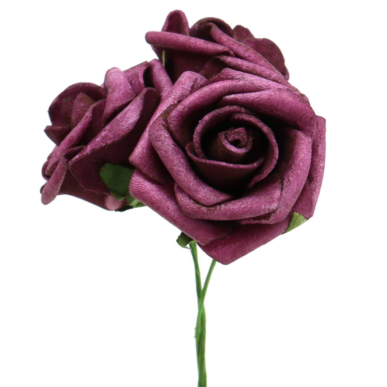 Kunstblume Foam-Rose Ø3,5cm Mauve 48 Stk künstliche Blumen Tischdeko Hochzeit