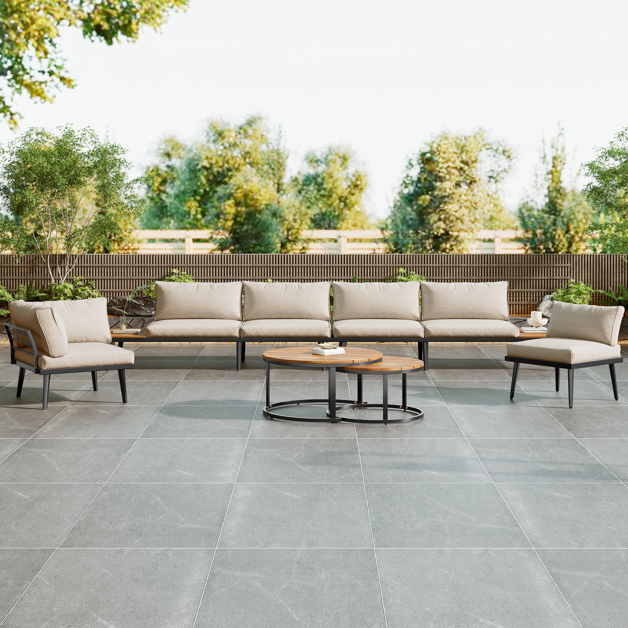 OKWISH Gartenlounge-Set Balkonmöbel Sitzgruppe Lounge-Set, (Gartenmöbel L-förmiges Gesprächsset mit Tisch)