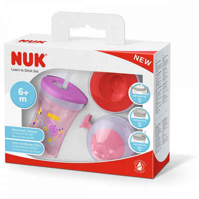 NUK Babyflasche 5 teilig Girl Evolution All-in 1 - Trinklernset - 230 ml - rosa