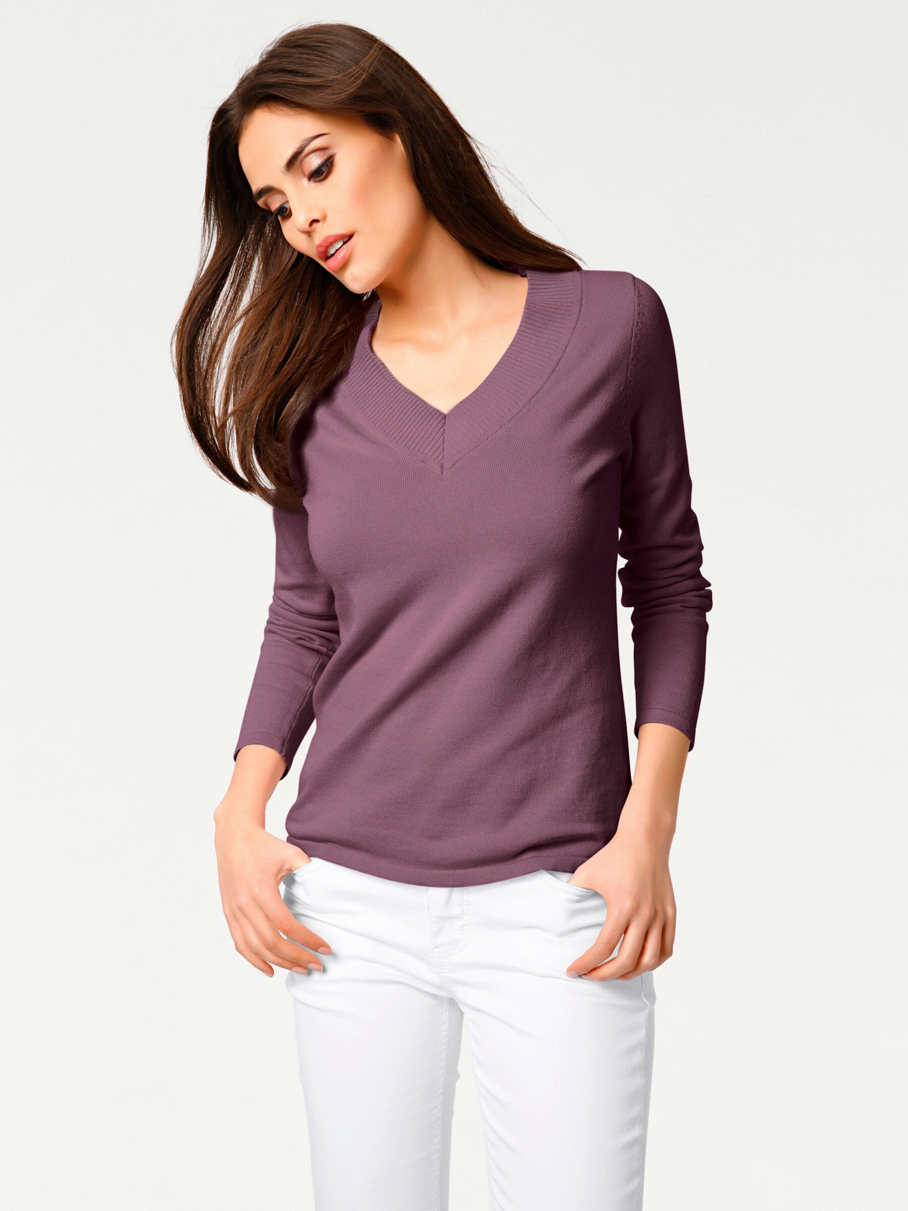 heine Strickpullover V-Pullover Langarm Feinstrick günstig online kaufen