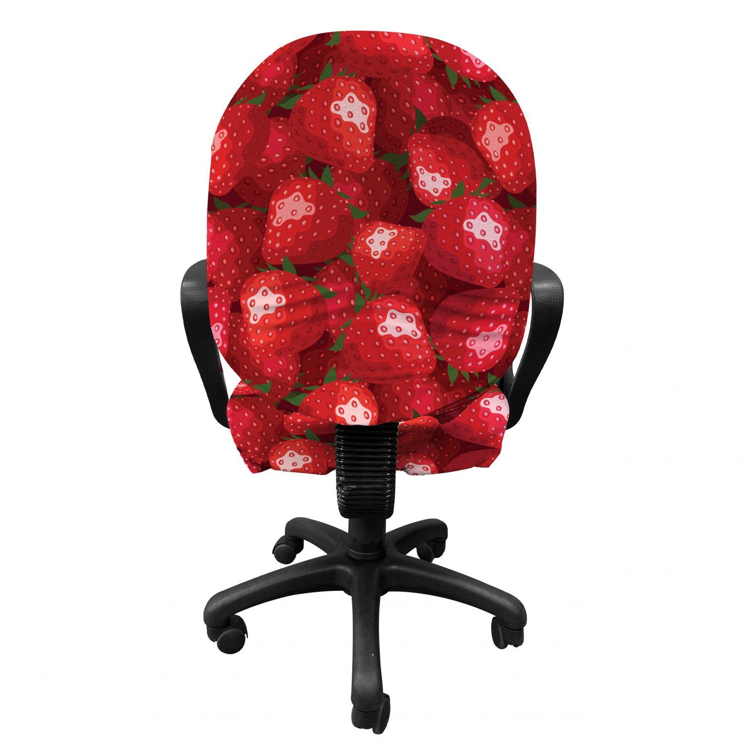 Reife Erdbeeren aus Abakuhaus, dekorative Stretchgewebe, Früchte Bürostuhlhusse Schutzhülle rot