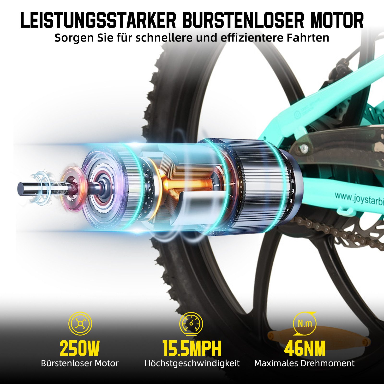 HILAND E-Bike E-Mountainbike 20 Zoll 24V 250W, Einheitsreifen & entnehmbarer Akku, Heckmotor, 124,8 Wh