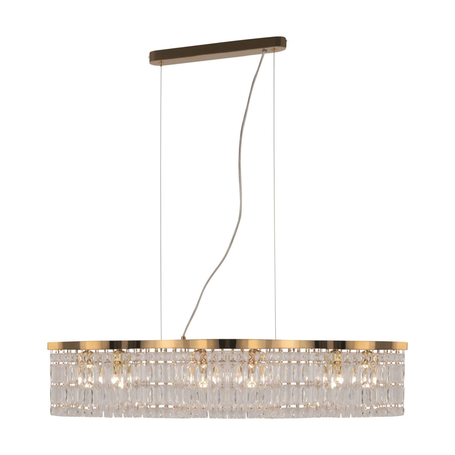 Licht-Erlebnisse Pendelleuchte ULAA, ohne Leuchtmittel, Metall Glas E14 H: max. 138 cm in Gold länglich Modern Kristall