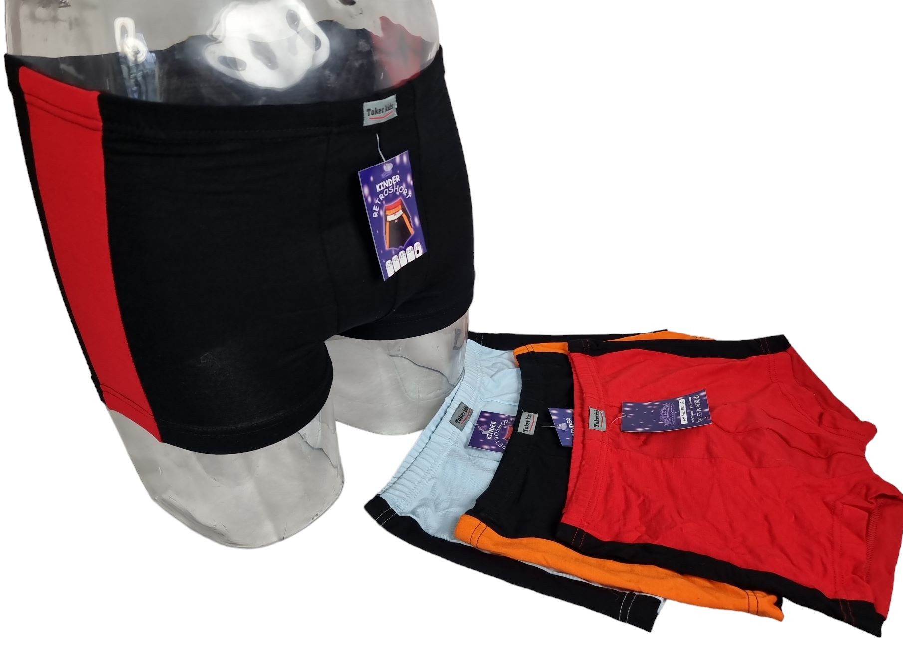 Toker Collection® Boxershorts KINDER Boxershorts - Retro Short- American Boxer (Packung, 4er-Pack) Logoschriftzug am Wäschebund – Bild 3 von 5