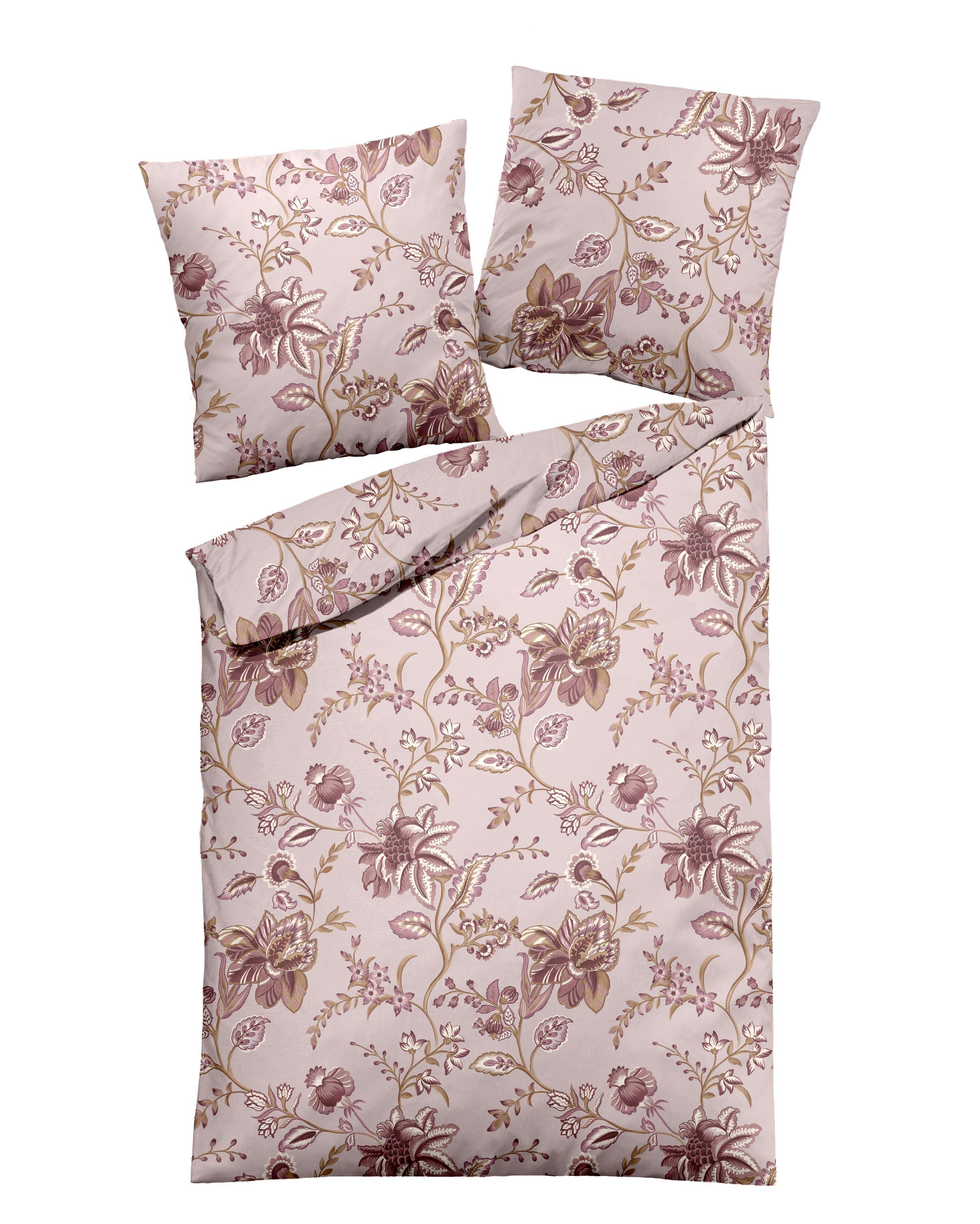 Bettwäsche Dormisette Edel Biber Bettwäsche 155x220 Blumenran, Dormisette, Feinbiber, 2 teilig