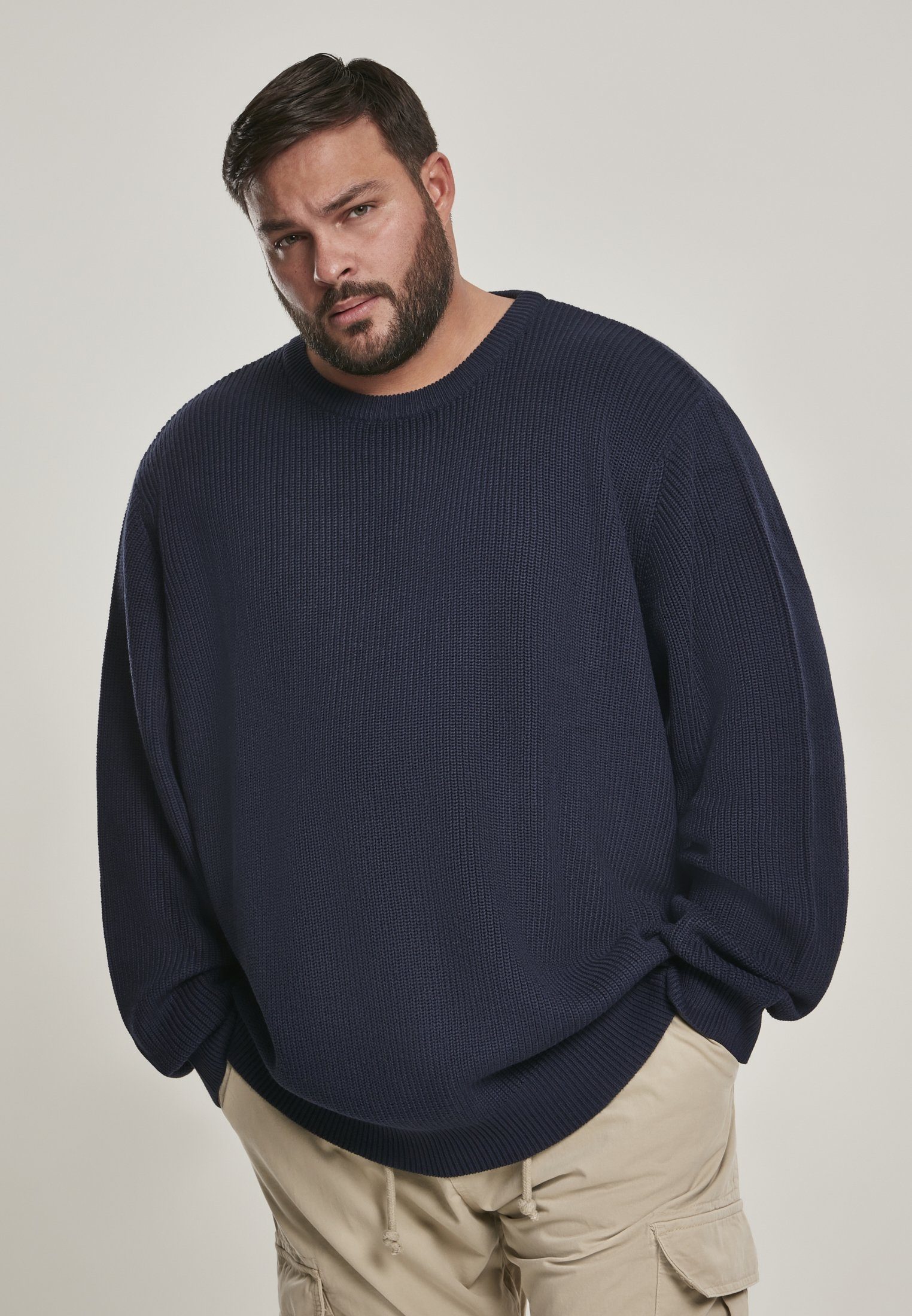 URBAN CLASSICS Kapuzenpullover Herren Plus Size (1-tlg), Sweater Urban Stitch Classics Cardigan