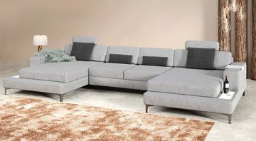 BULLHOFF Wohnlandschaft Wohnlandschaft XXL Ecksofa Eckcouch U-Form Designsofa LED Sofa Couch Grau Vintage Grün »MÜNCHEN« von BULLHOFF